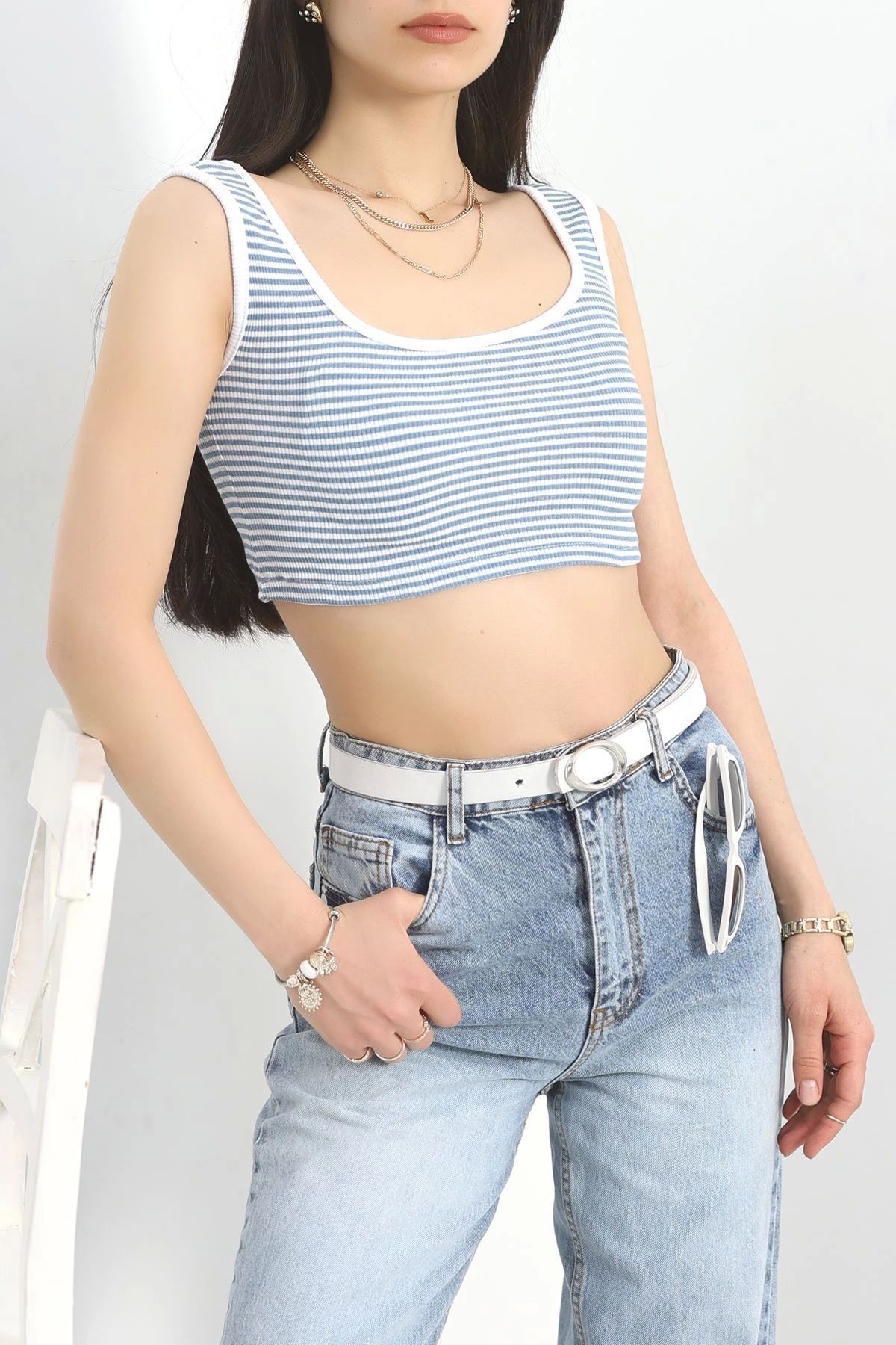 OurStyles Kalın Askı Çizgili Atlet Bebemavi - 22574.1723.