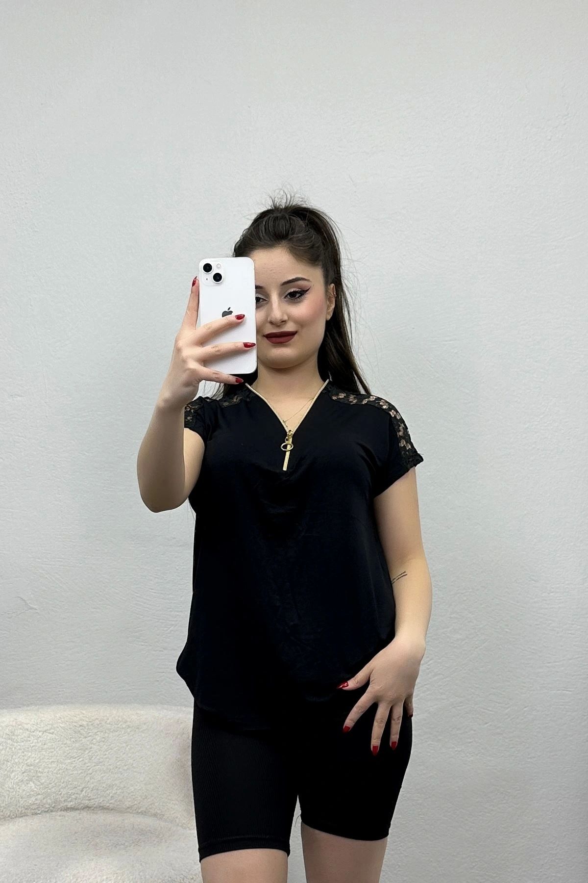 OurStyles Fermuar Detaylı Bluz Bej - 20925.599.