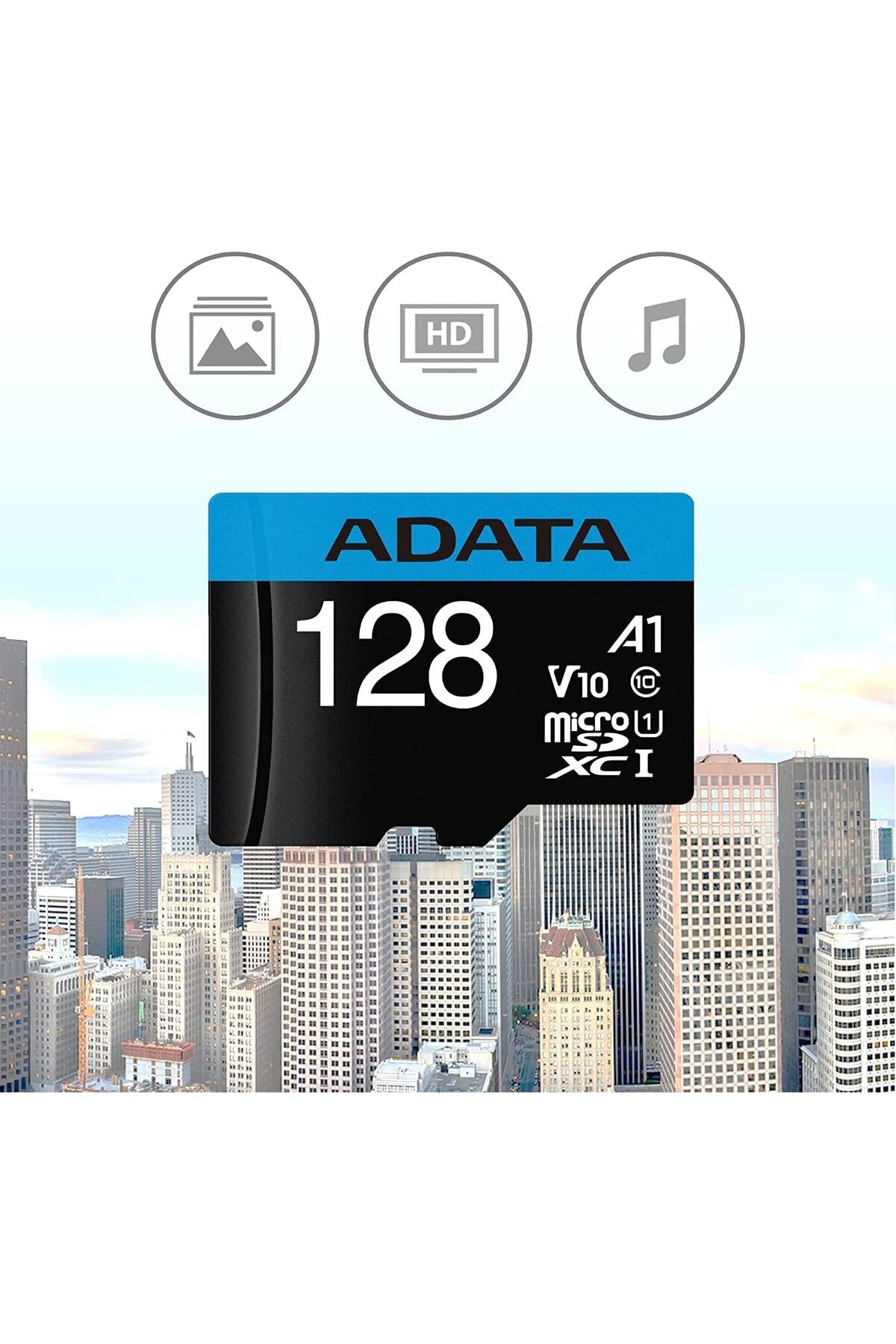Adata-بطاقة ذاكرة ADATA Premier MicroSDHC/SDXC UHS-I Class 10 V10 A1 بسعة 128 جيجابايت مع محول قراءة حتى 100 ميجابايت/ثانية 5