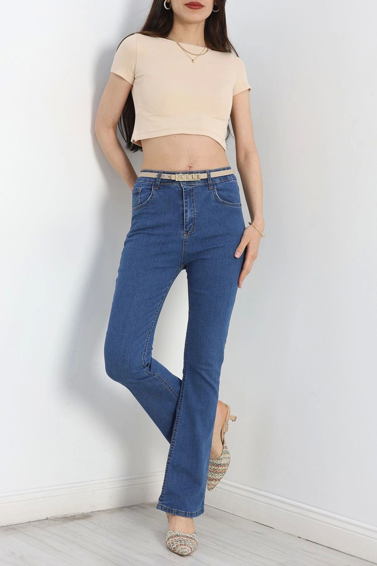 OurStyles Pover Likra İspanyol Kot Pantolon Mavi - 70171.2001.