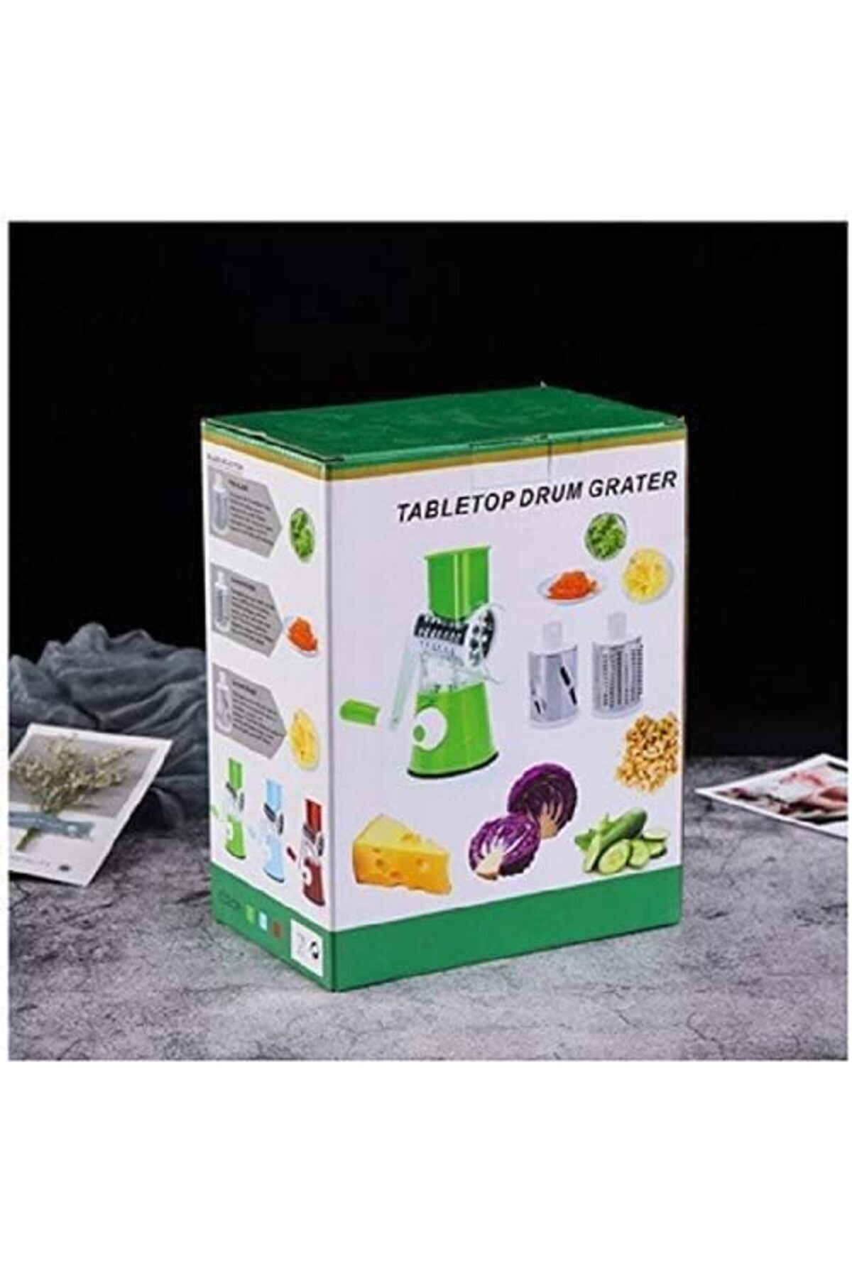Generic-Manual Tabletop Drum Cheese Grater, 3 In 1 Rotary Shredder Slicer Grinder For Cucumber Nut Potato Ca 3