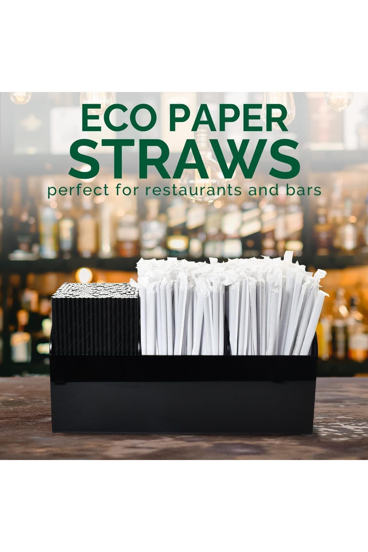 Generic-Azonee 200 Straws, Black Disposable Drinking Paper Straws Bulk Individually Wrapped-Party Essential 5