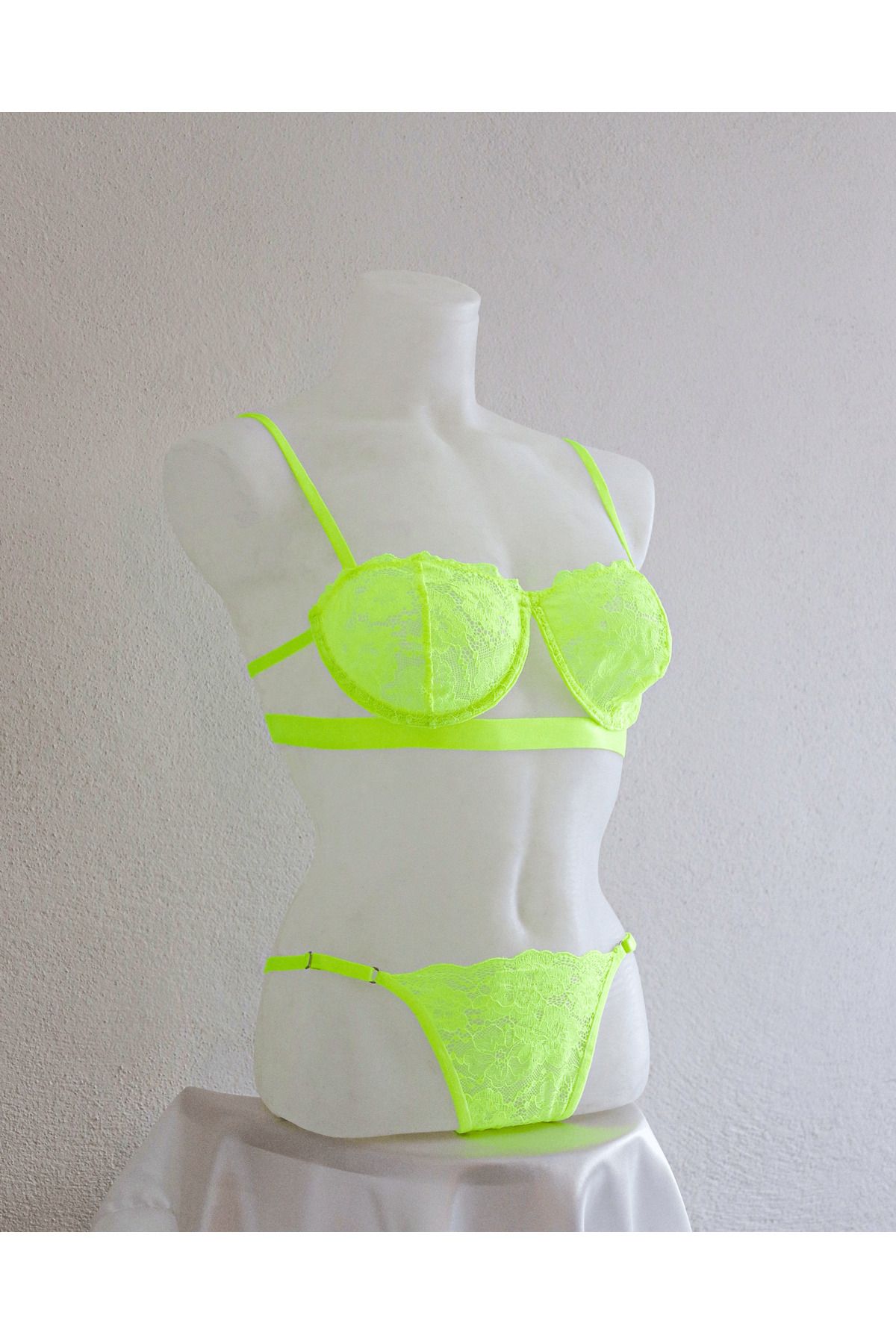 Sellsha Lime Clarity - Neon Yeşil Lingerie Set