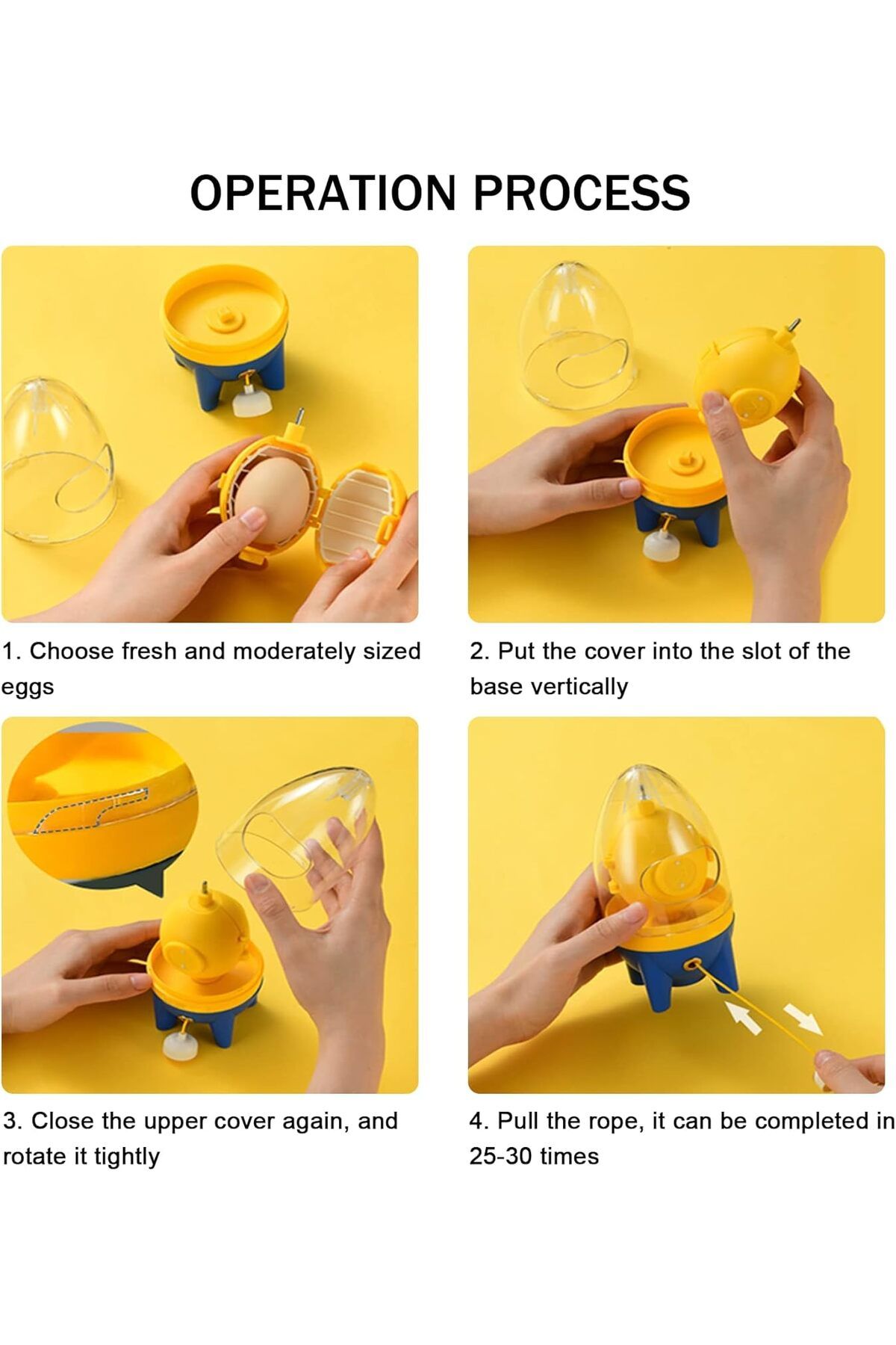 Generic-Egg Beaters, Hand Whisks Egg White and Yolk Rotary Mixers with Egg Slicer Egg Homogenizers Hand Pul 4