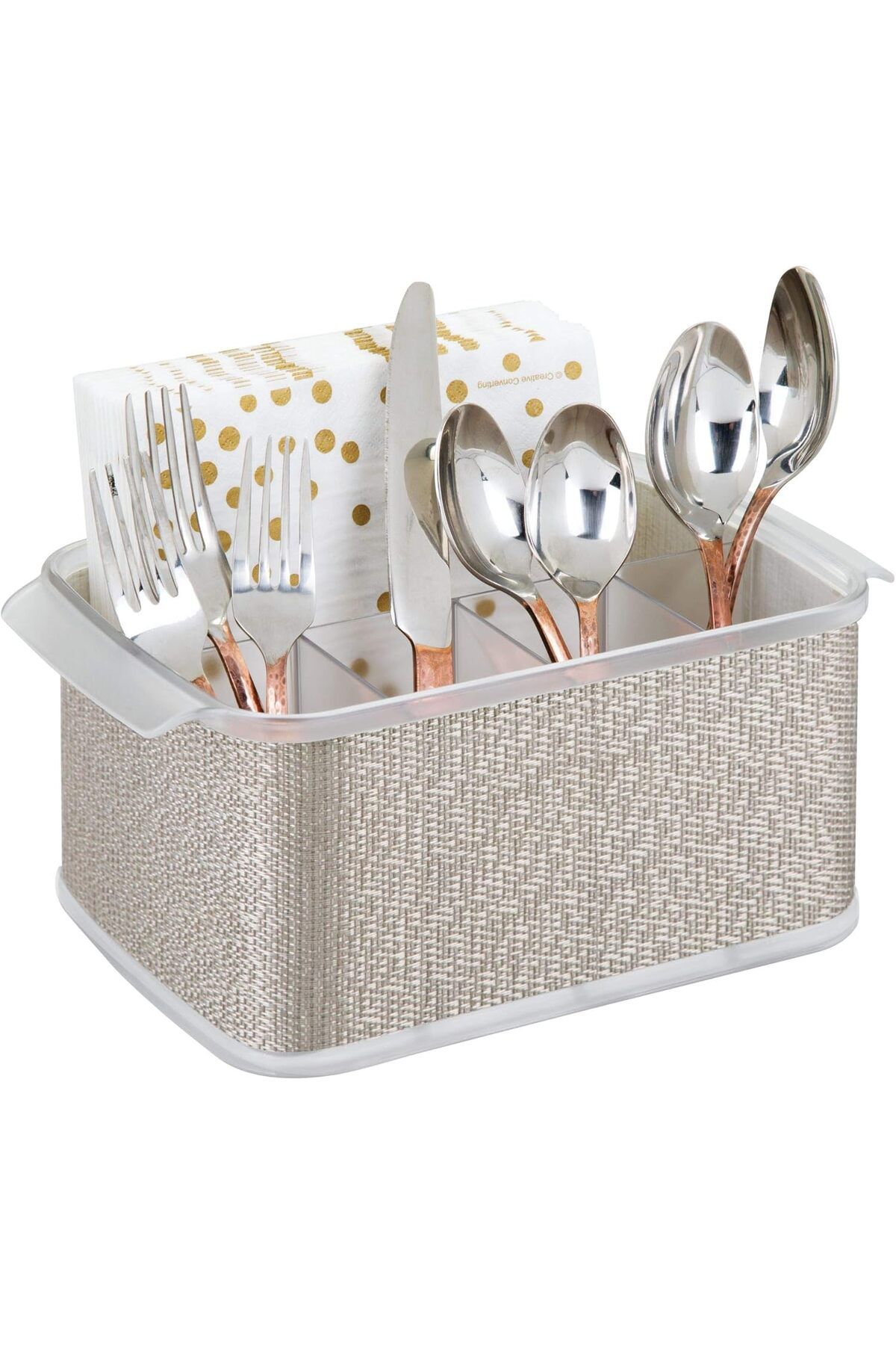 Generic-iDesign Twillo Plastic Silverware Caddy Organizer Flatware Caddy for Kitchen Countertop Storage, Di 2