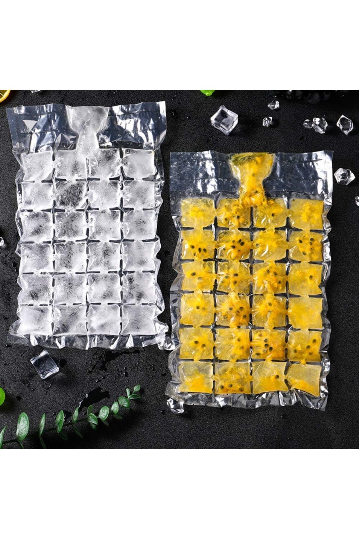 Generic-Linwnil Ice Cubes Disposable Ice Cube Bags,Food-Grade PE Material Ice Cube Mold Trays Self-Seal Fas 2