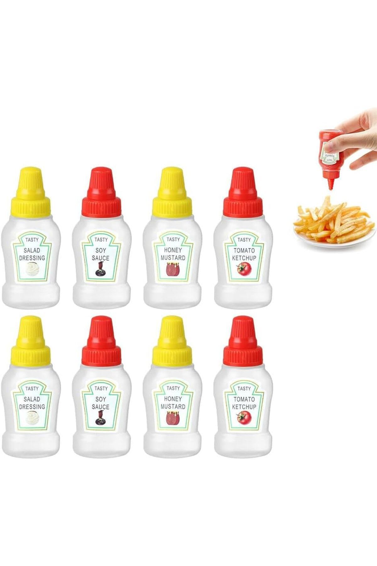 Generic-8 Pcs Mini Condiment Squeeze Bottles,23ml Condiment Squeeze Bottle,Plastic Portable Containers Bott 1
