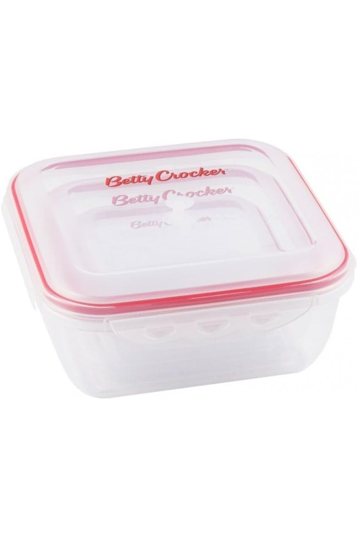 Generic-Betty Crocker 3 Piece Square Storage Container Set,Transparent & Red, 650/1500/2800Ml,BC5024 2