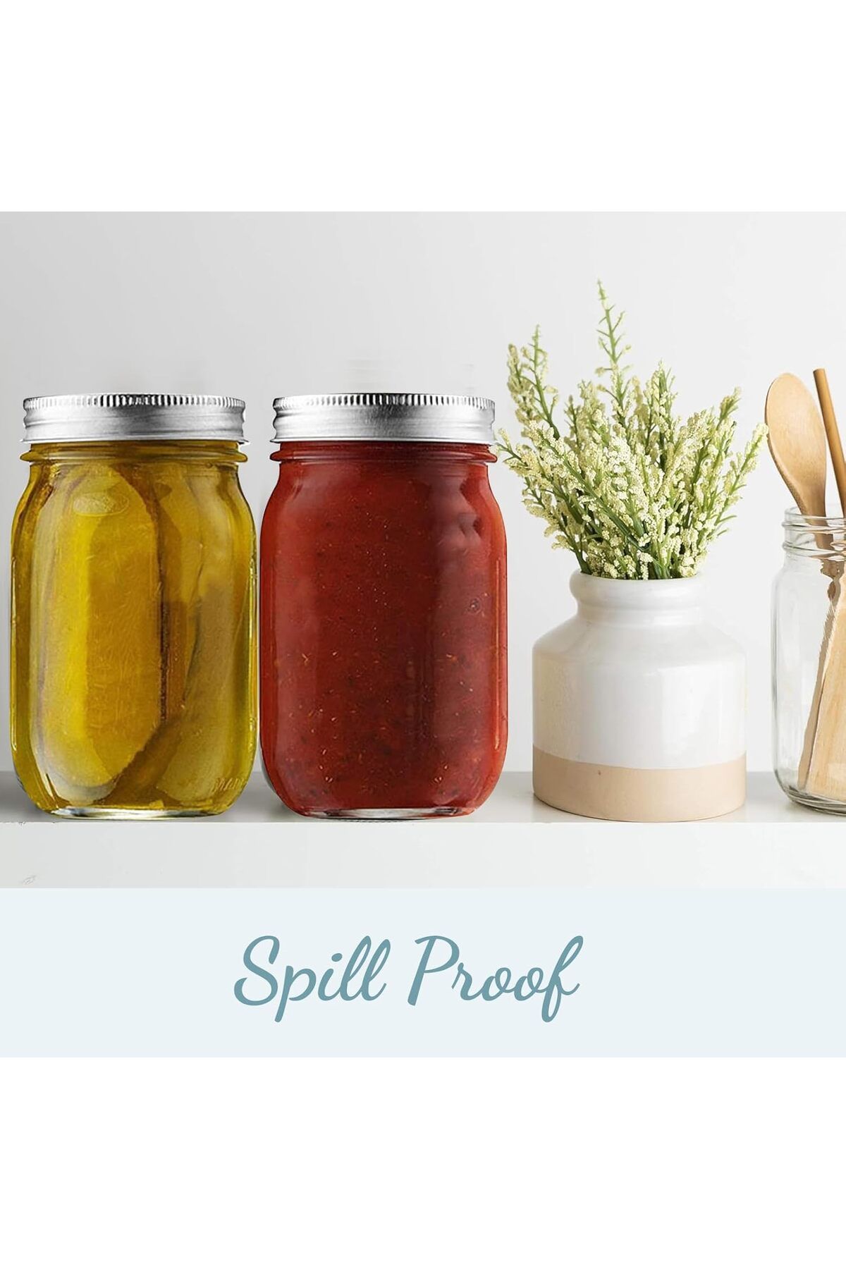Generic-Mason Jars 16oz - 4 Pack, Regular Mouth Mason Jar with Lids and Seal Bands, Glass Canning Jar for S 4