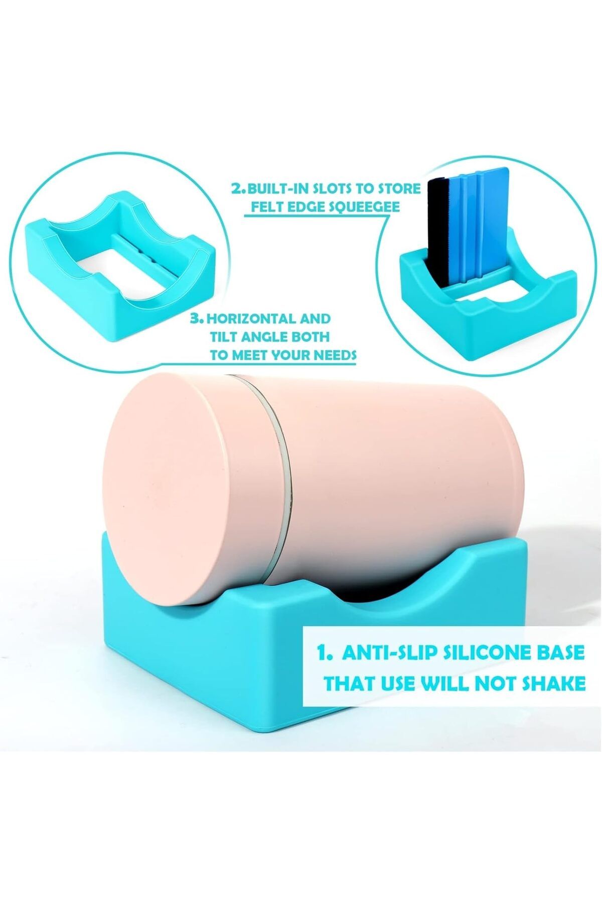 Generic-Excefore Small Silicone Cup Cradle for Crafting,Tumbler Holder with Built-in Slot and Felt Edge Squ 2