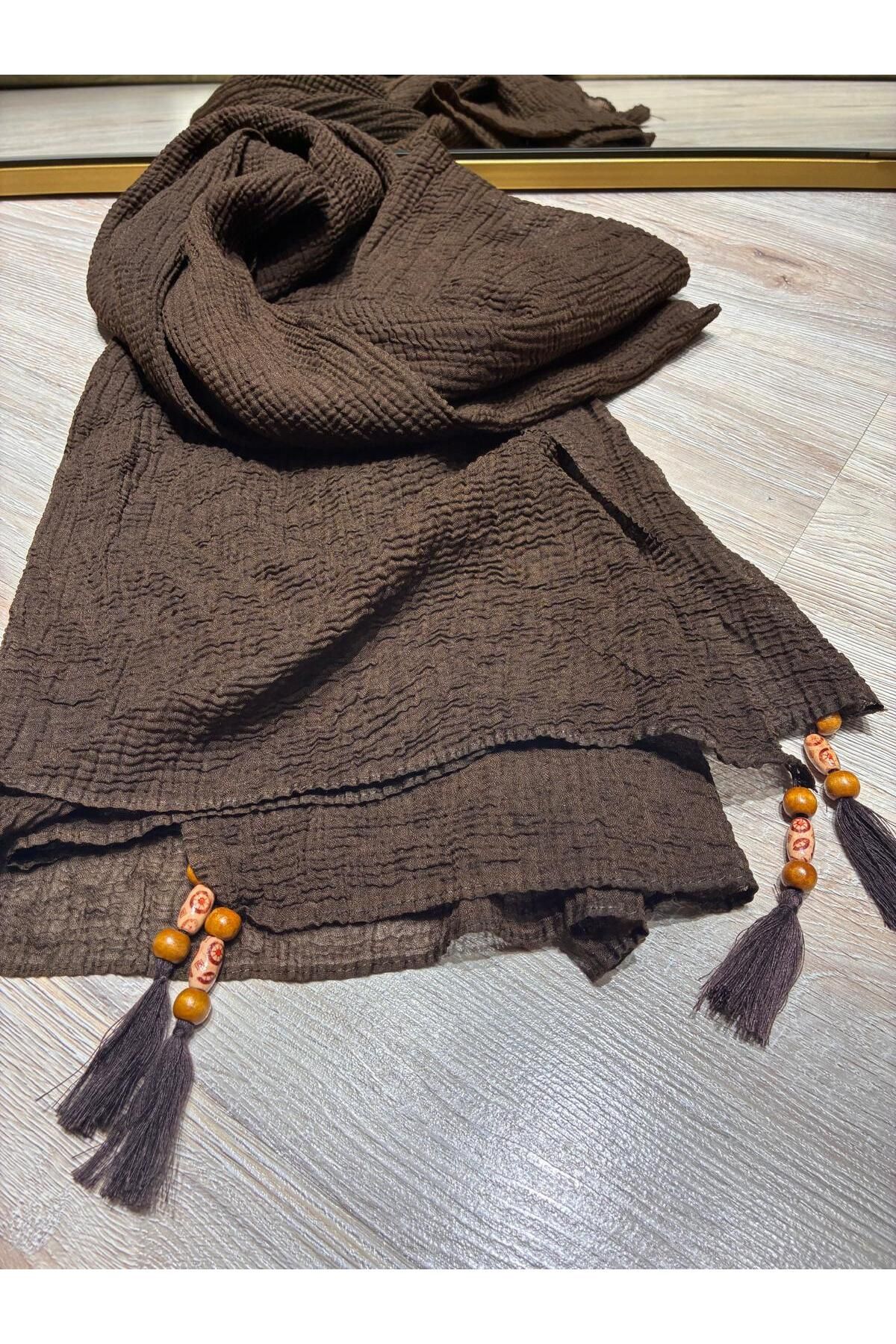gulayyscarf Müslin Şal Pamuklu Imameli Boncuklu