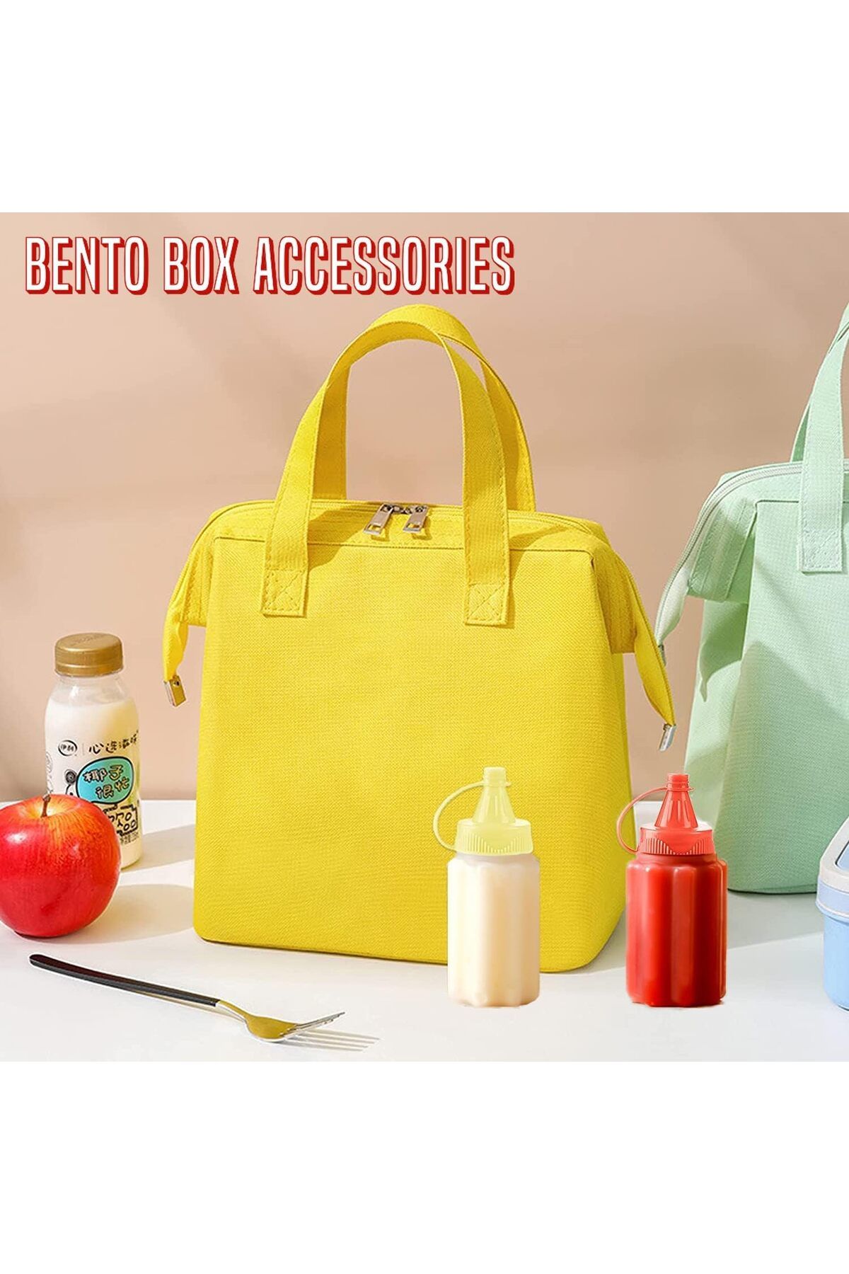 Generic-Azonee 4 Pieces Mini Condiment Bottles, 30ml Small Ketchup and Mustard Bottle, Tiny Plastic Salad D 2