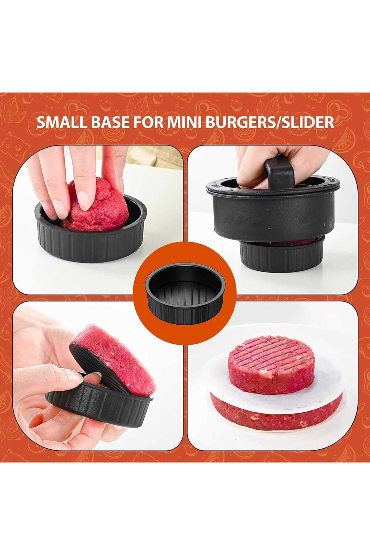 Generic-ALMEKAQUZ Hamburger Meat Press Set, 4-in-1 Sandwich Cutter, Bread Sealing Mold, Manual Circular Pat 6