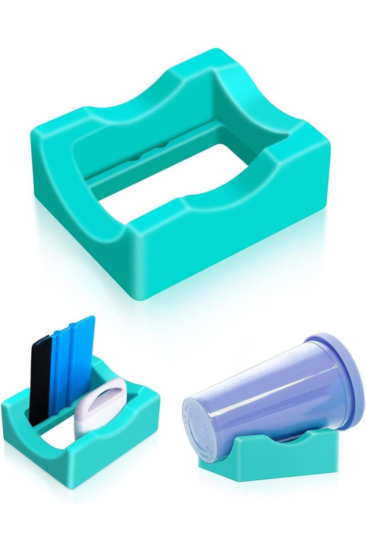 Generic-Excefore Small Silicone Cup Cradle for Crafting,Tumbler Holder with Built-in Slot and Felt Edge Squ 1