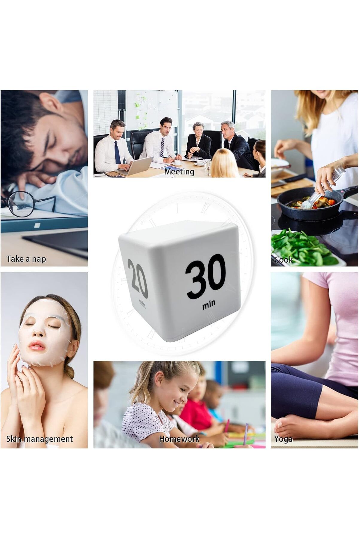 Generic-Dice Timer, Time, Kitchen Timer Kids Timer for ADHD Productivity Workout Flip Timer Classroom for S 6