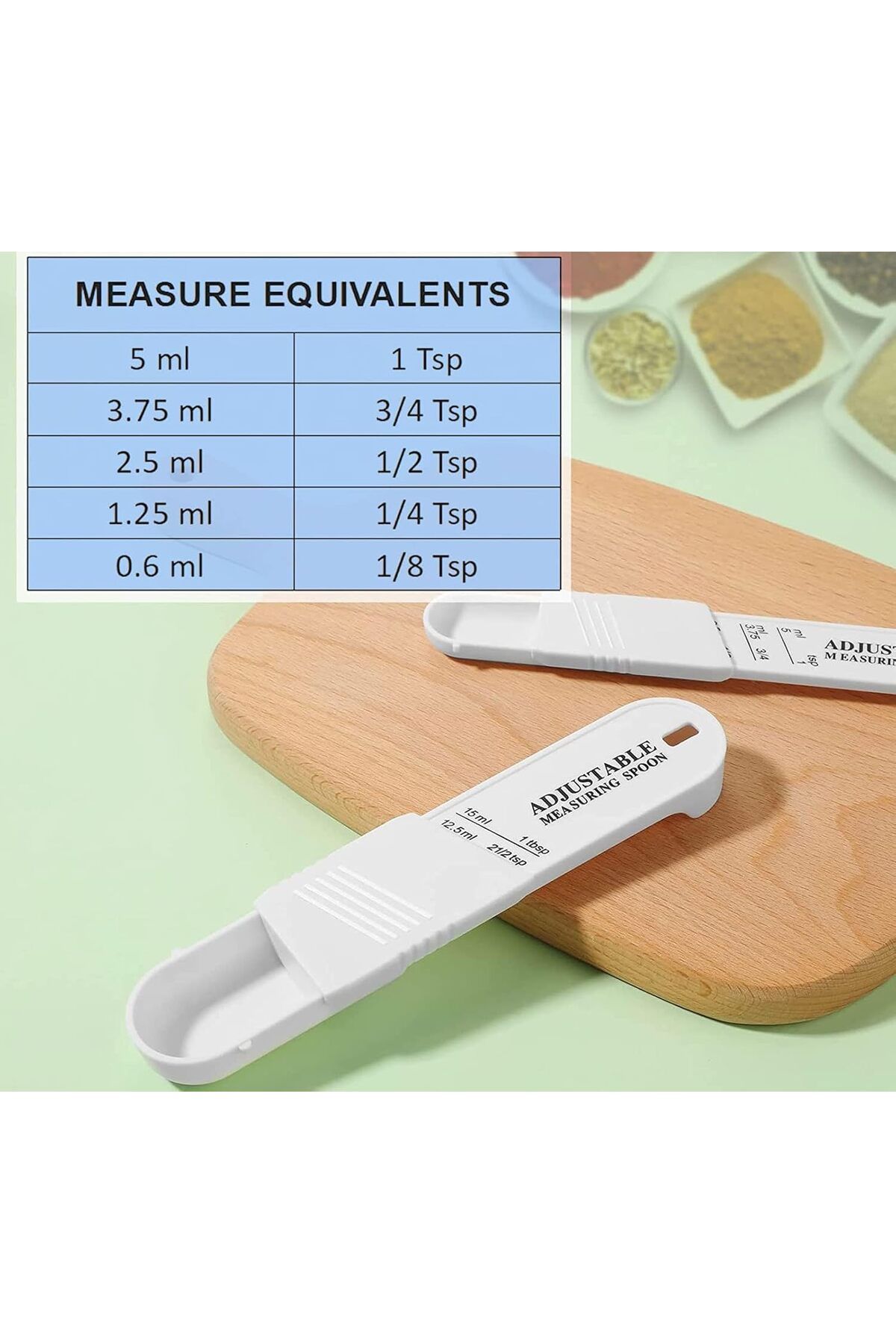 Generic-مجموعة ملاعق القياس من خزنة، 6 ملاعق قياس قابلة للتعديل، كمية قابلة للتعديل مع 5 أحجام مختلفة 6
