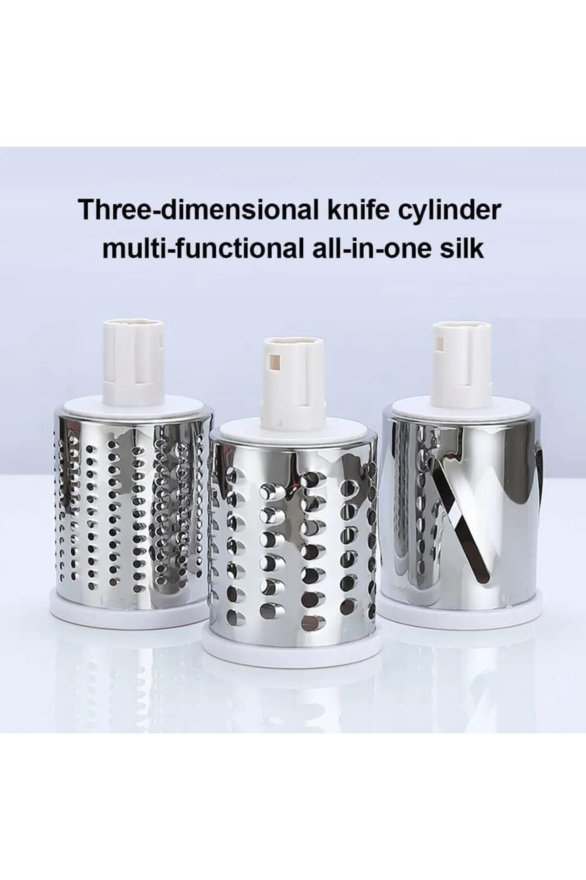 Generic-Stainless Steel Cheese Shredder Vegetable Nut Slicer 3 in 1 Manual Rotary Cheese Grater With 3 Blad 6