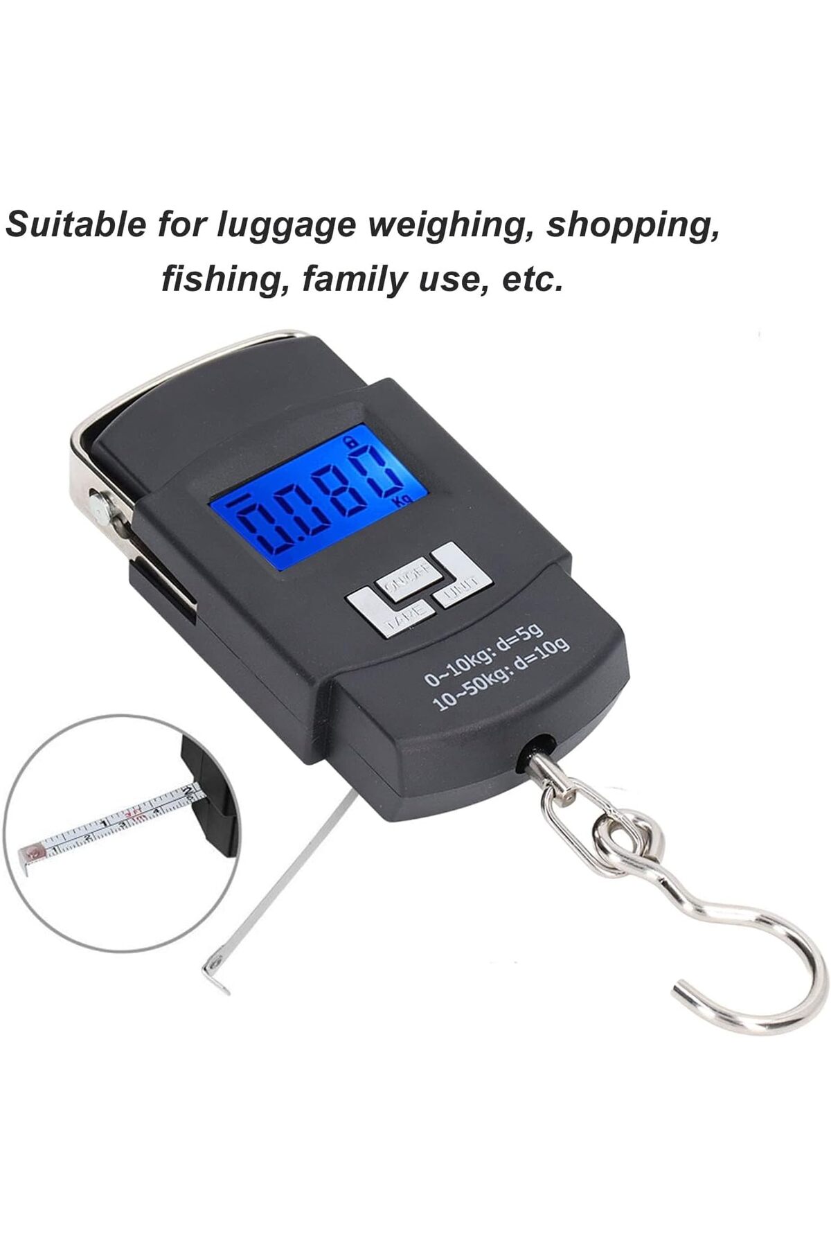 خطاف وزن Winsilt، ميزان أمتعة مزود ببطارية وقراءة تلقائية، 50 كجم، أمتعة إلكترونية رقمية
