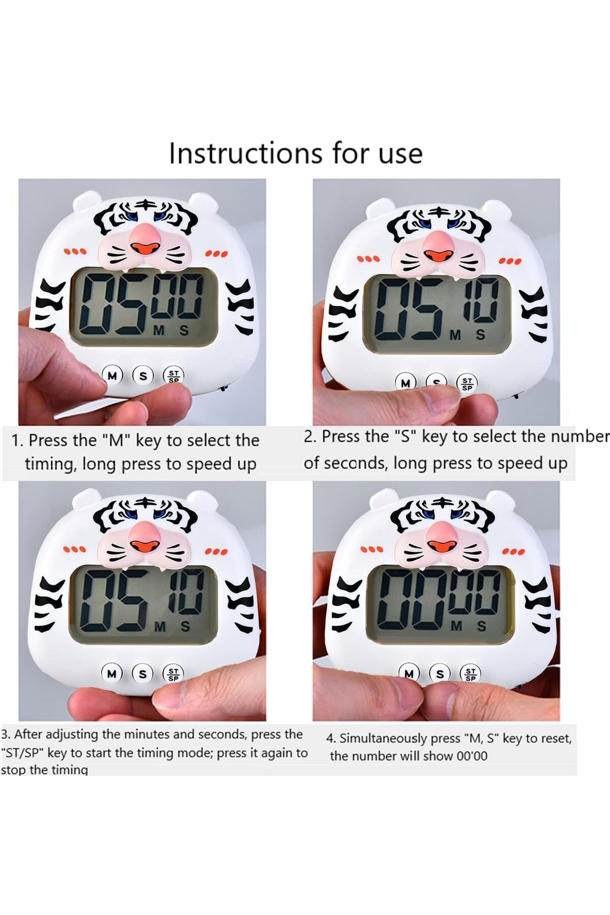 Generic-Kitchen Timer, Large Display Digital Timer Magnetic Back Loud Alarm, Cute Animal Countdown Timer Wh 5