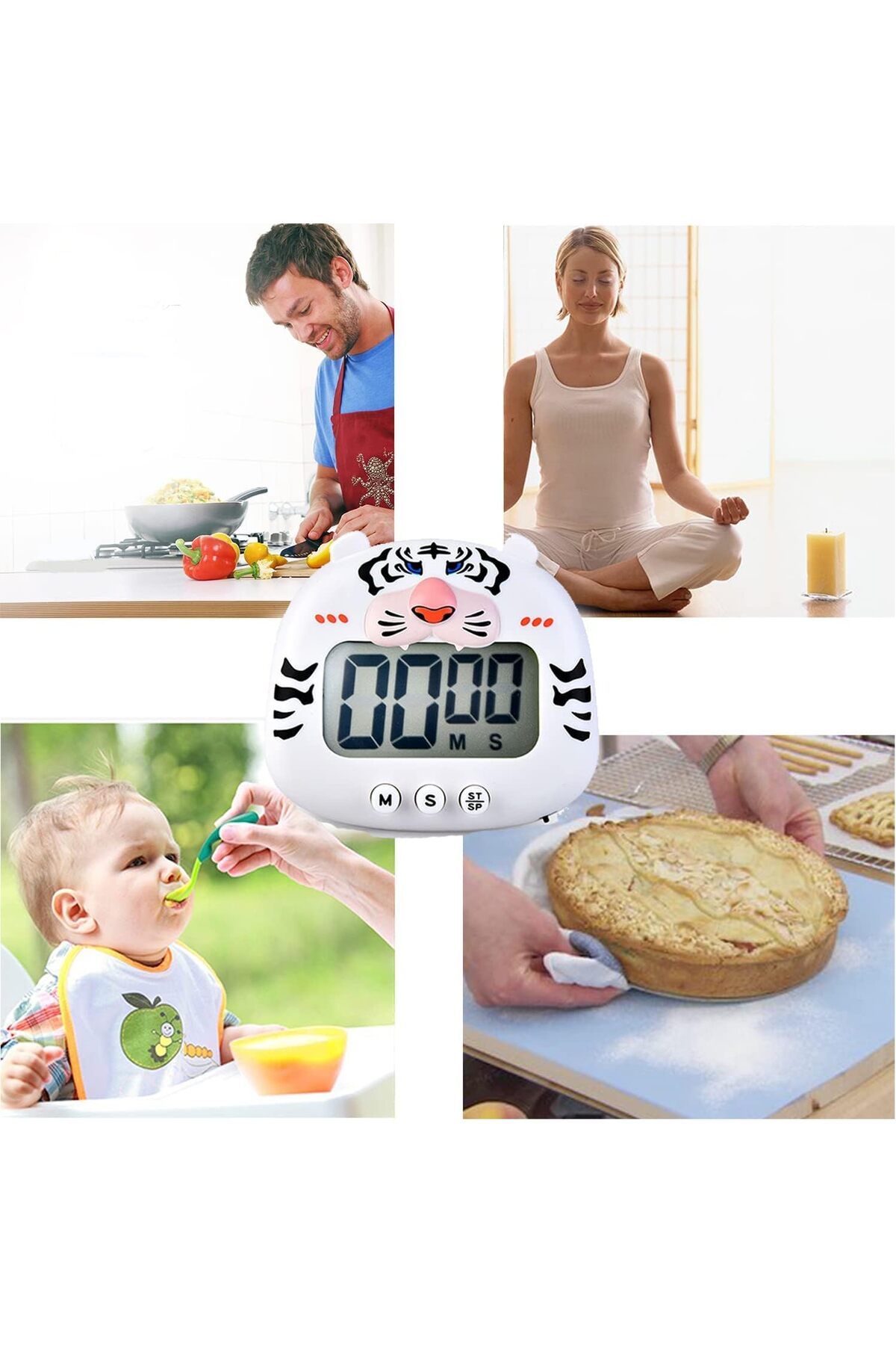 Generic-Kitchen Timer, Large Display Digital Timer Magnetic Back Loud Alarm, Cute Animal Countdown Timer Wh 2
