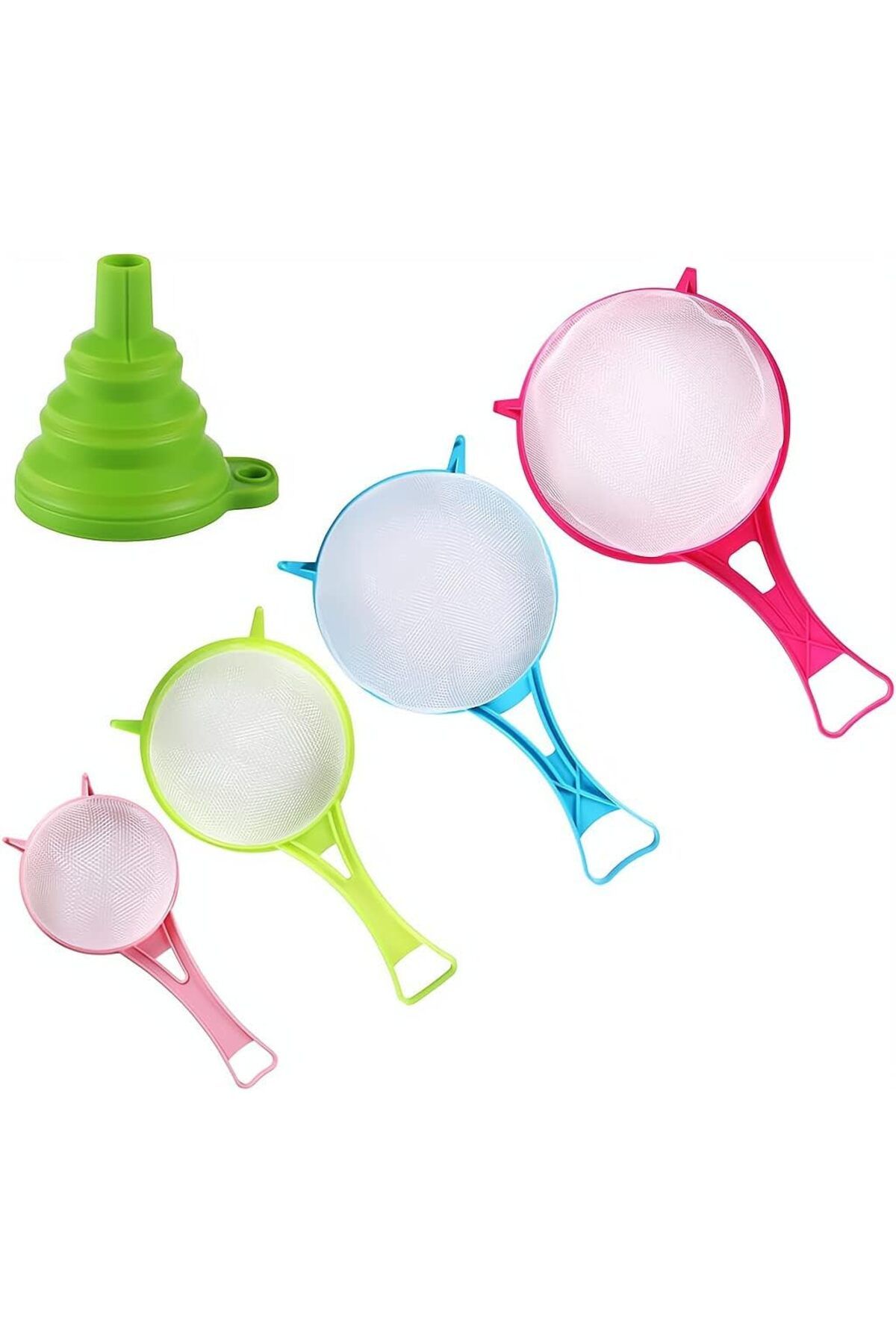 Generic-Plastic Mesh Strainer Colander Set, Food Soy Milk Flour Sieve Plastic Colander Strainer with Long H 1