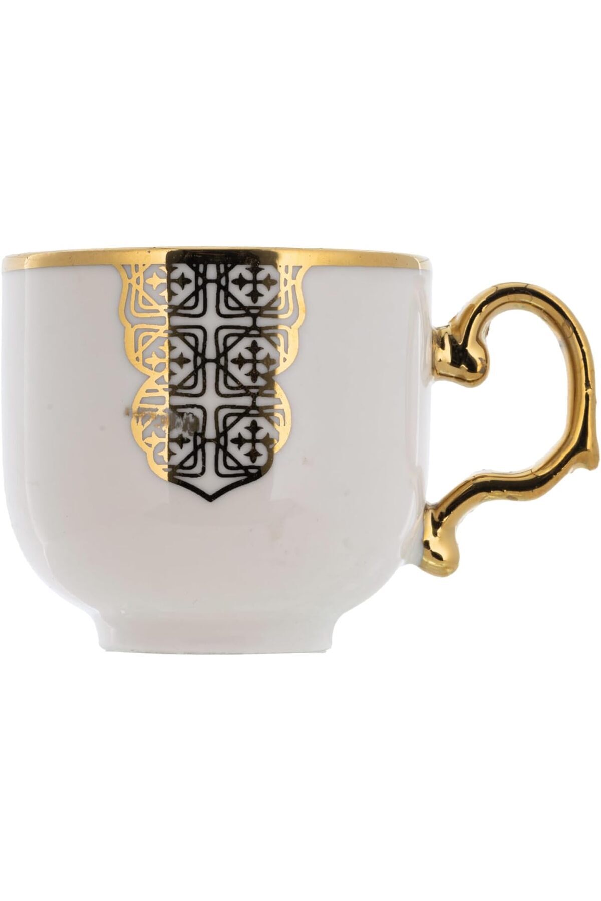 Generic-ALSAIF 12-piece Porcelain Cups with Saucers for Coffee, Espresso, Latte, and Tea, featuring a gold 2