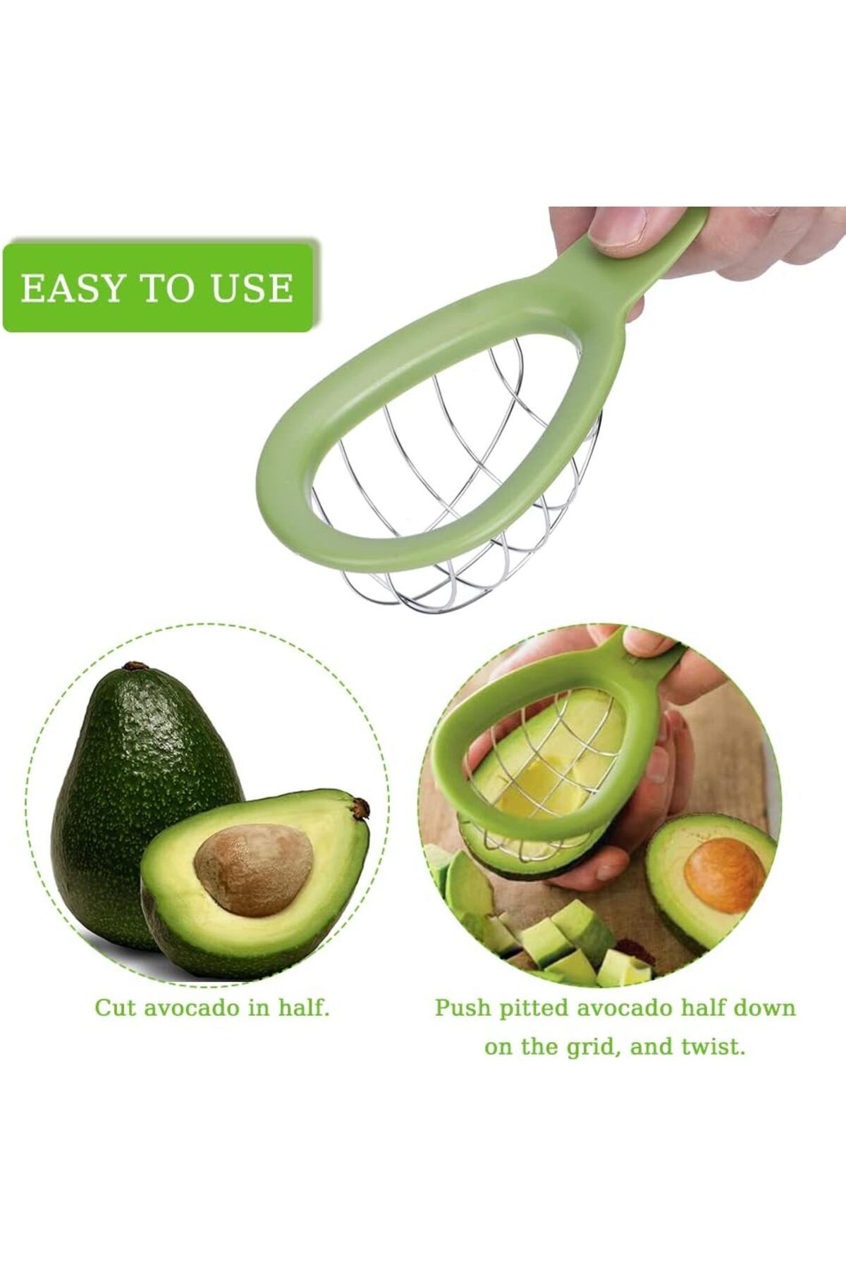 Generic-Oasisgalore 2pcs Avocado Cut Avocado Cuber Egg Separator Slicer Fruit Slicer Melon Cutter Avocado P 4
