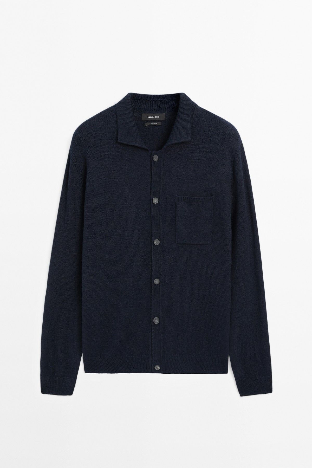 ژاکت جلو باز آبی مردانه جیب لباس بافتنی دقیق اورجینال Massimo Dutti