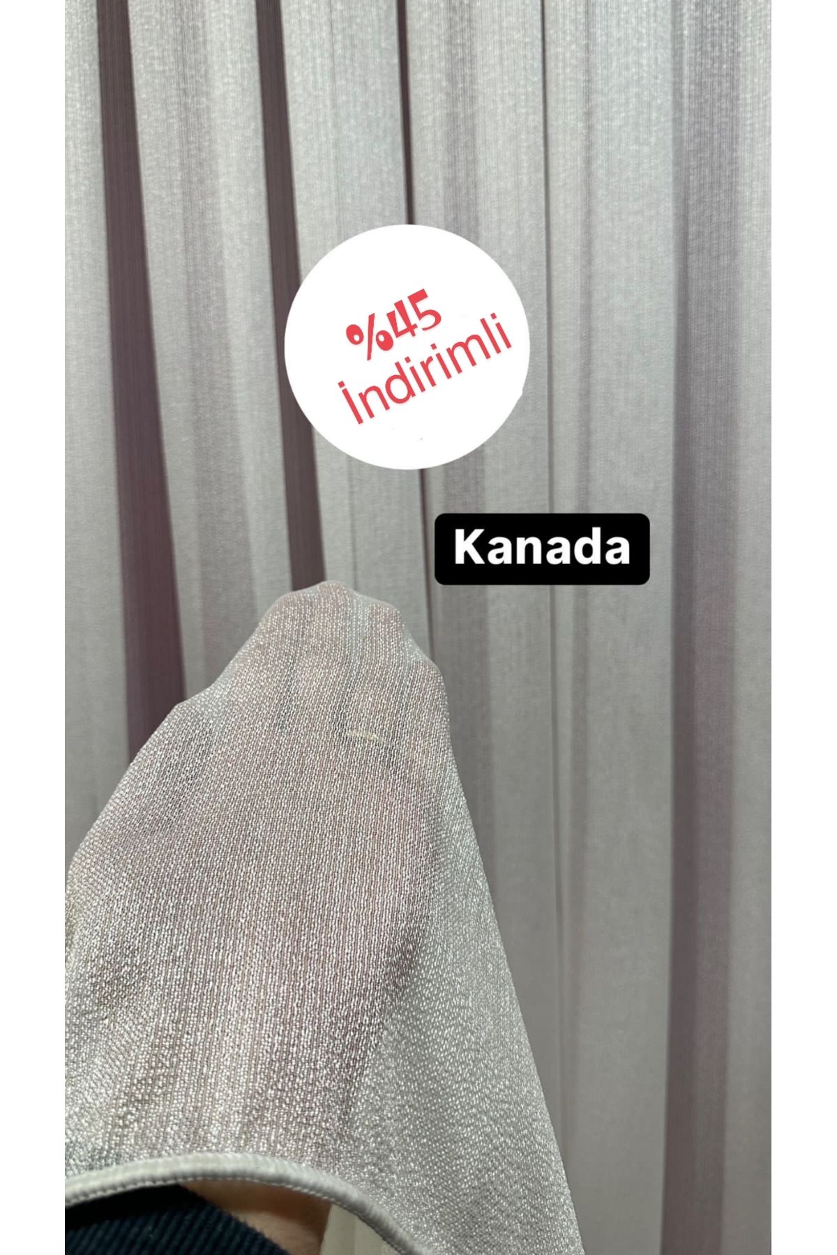 Store Kanada Gümüş Simli Salon Tül Perdesi