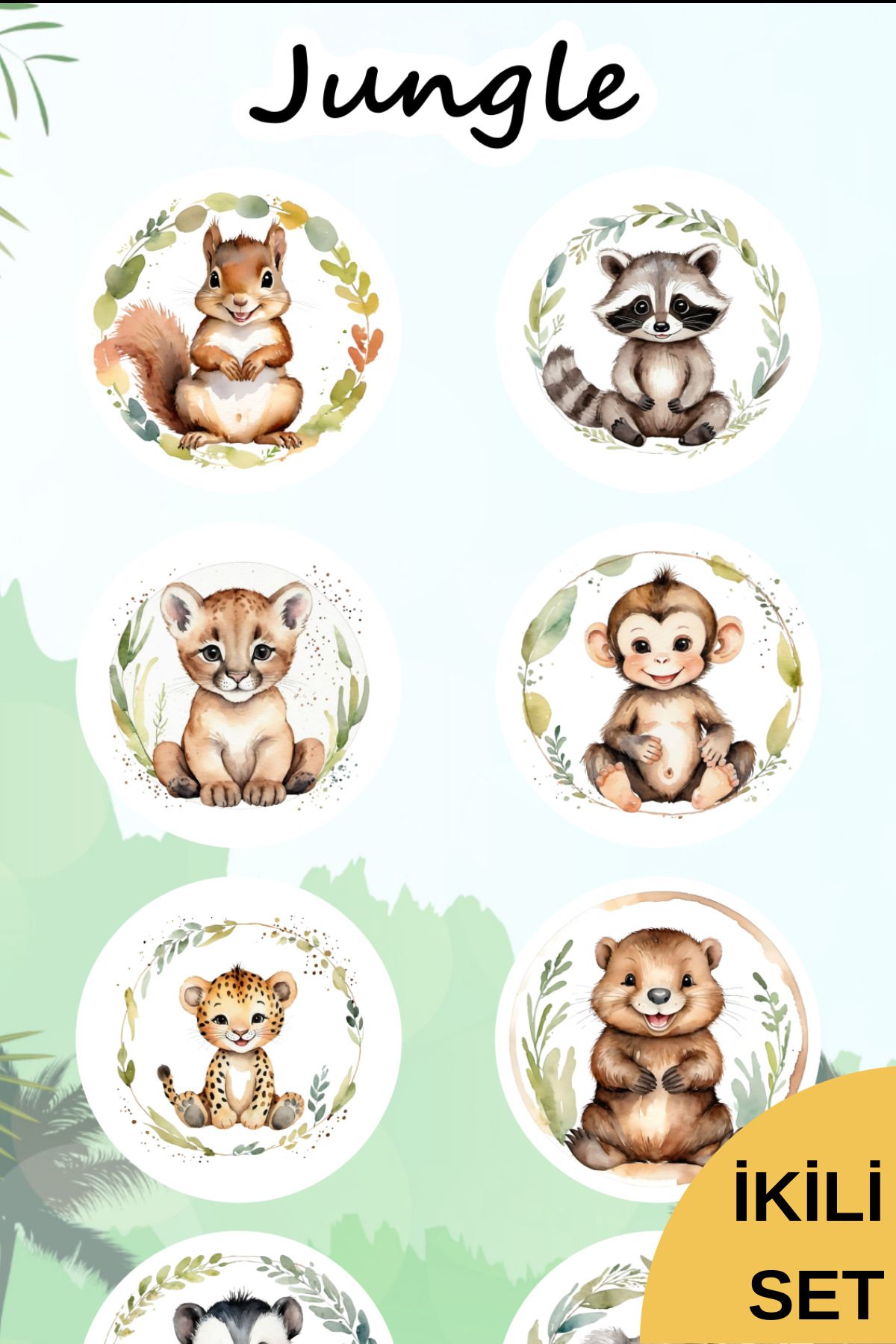 nostpost Bullet Journal Sticker, Junk Journal Sticker, Orman Hayvanları Etiket, Jungle Etiket