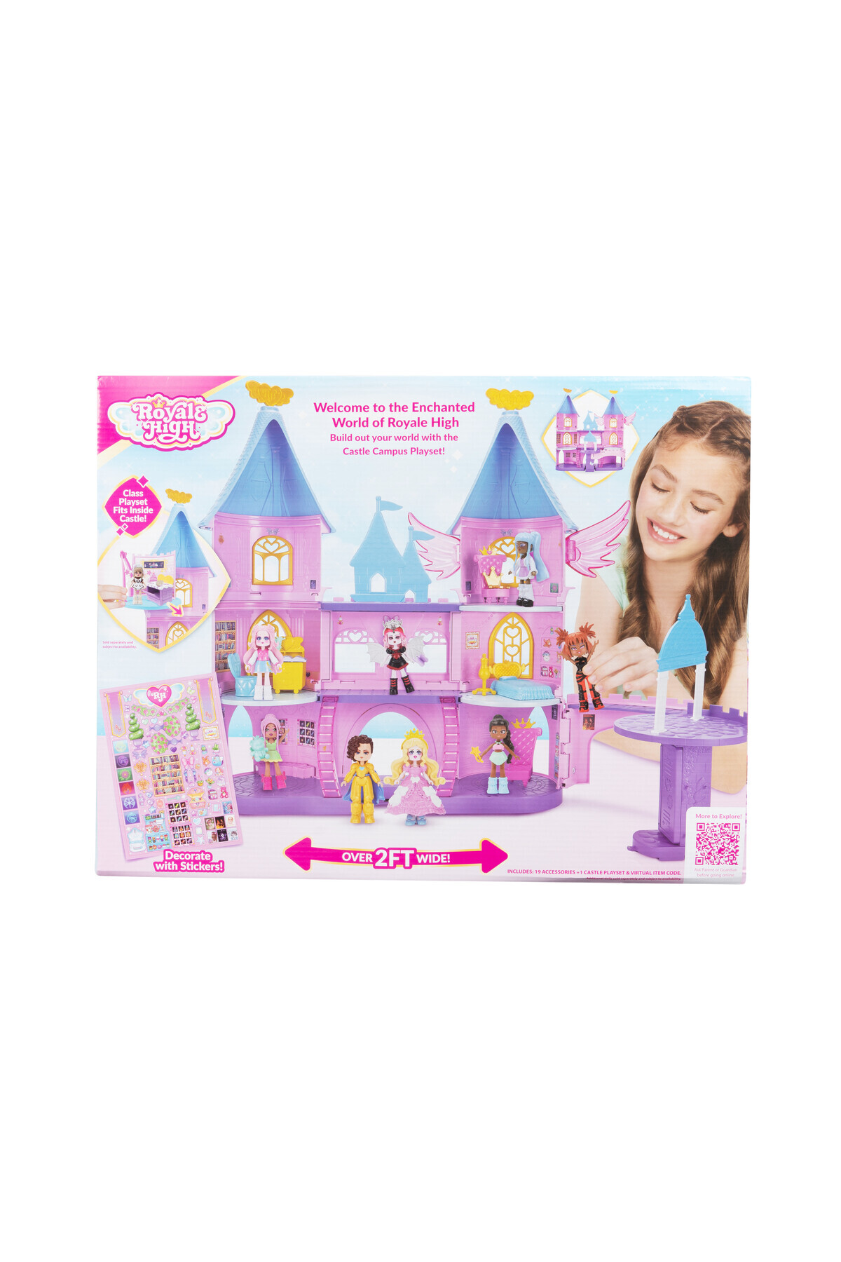 Jazwares-Royale High Castle Campus Playset with 3 Floors and 2 3-Inches Figure Dolls with Virtual Item Code 8
