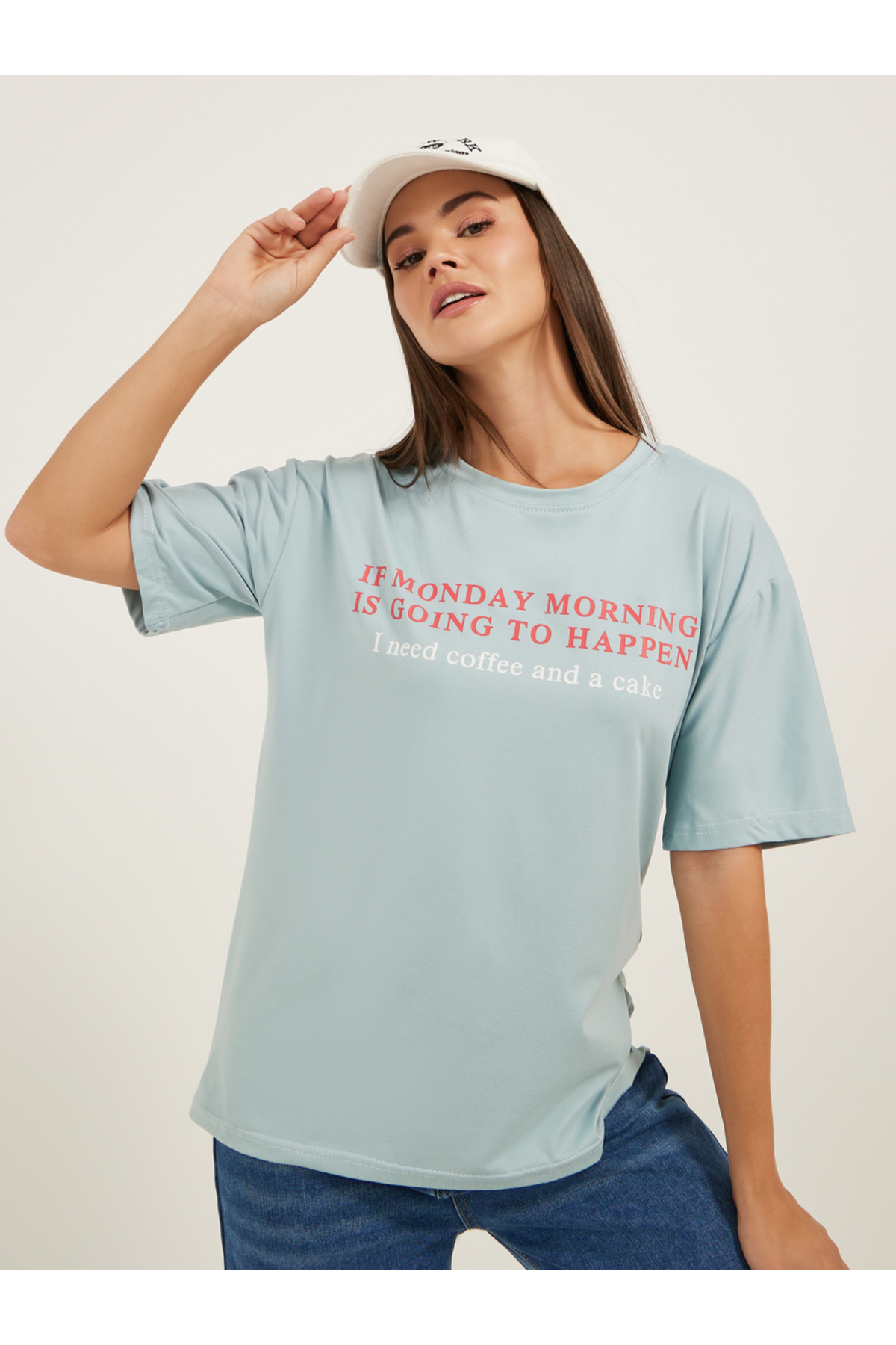 Styli Slogan Print Short Sleeve Oversized T-Shirt