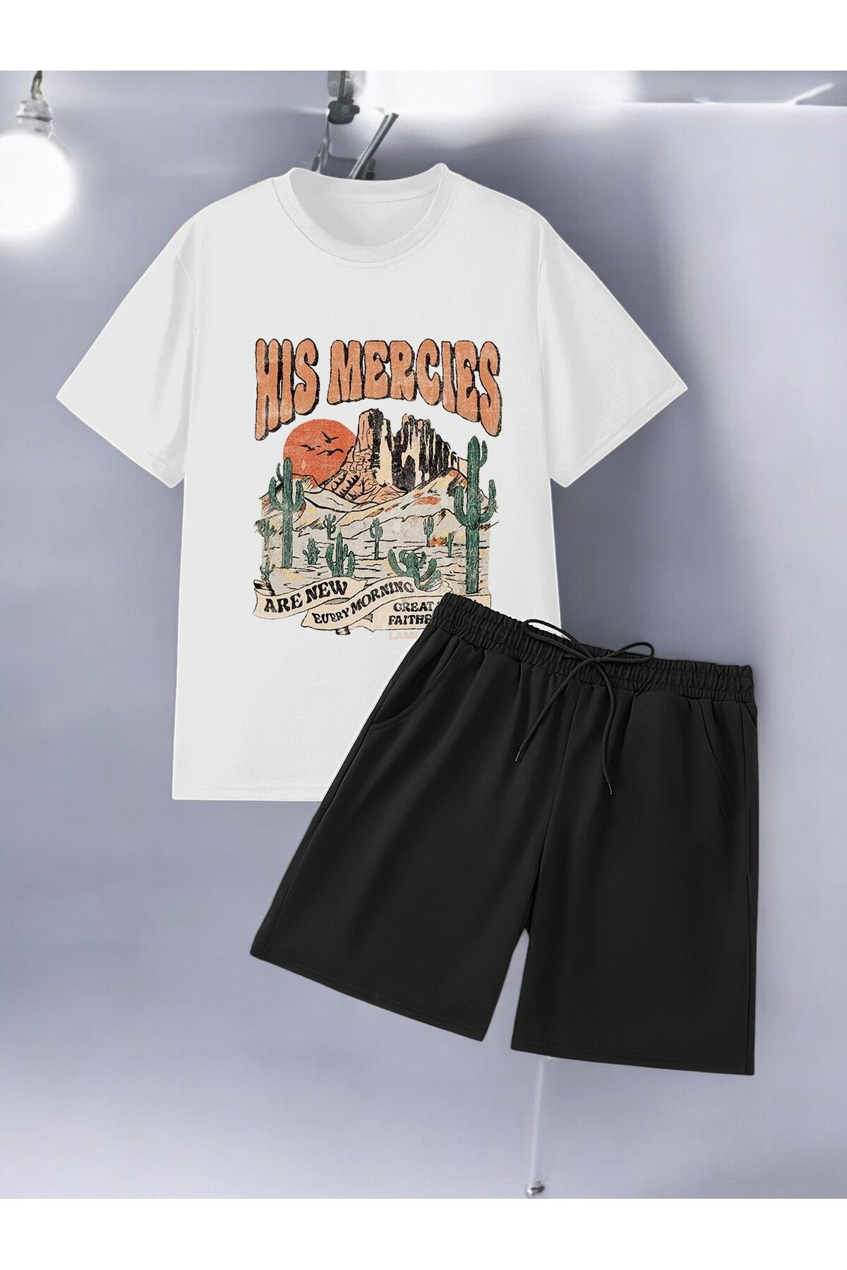uyguntarz Unisex Hismercies Tasarım Basklı Tshirt Şort Takımı