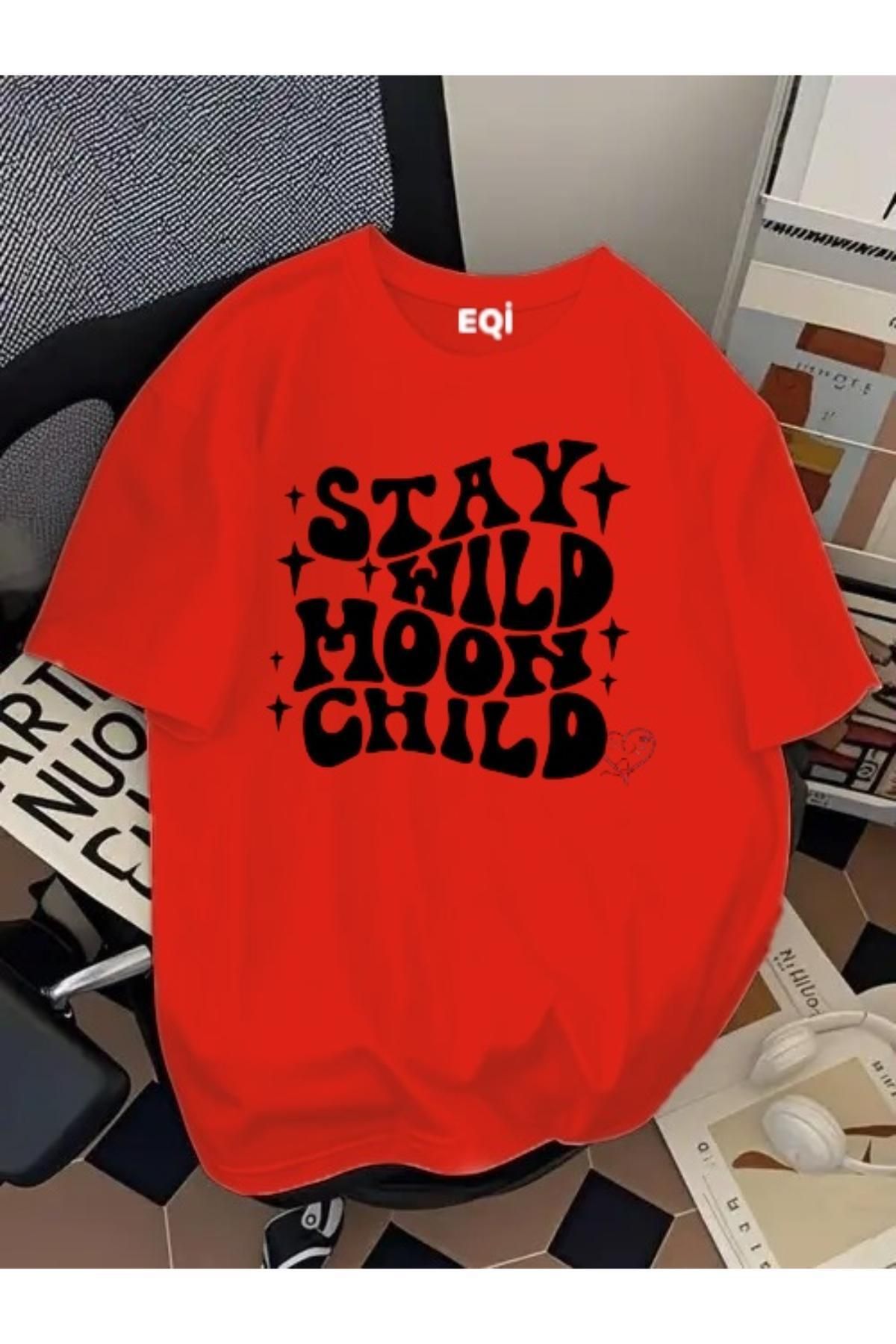 EQİ Stay Wild Moon Child Baskılı Oversize T-Shirt