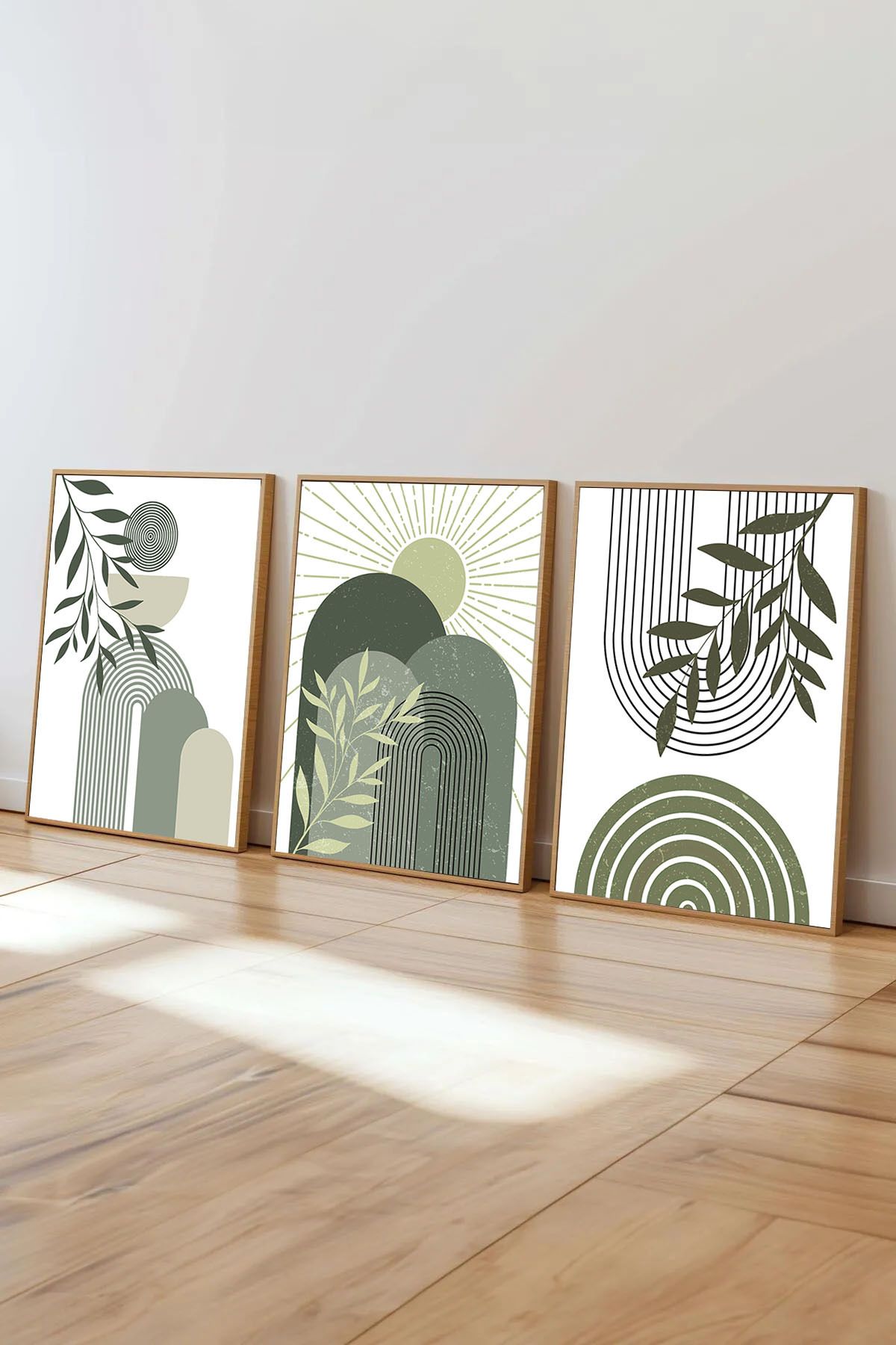 Dekorsiahome 3 Parça Ahşap Çerçeveli Oturma Odası Salon Mutfak Tablo Seti SET3293