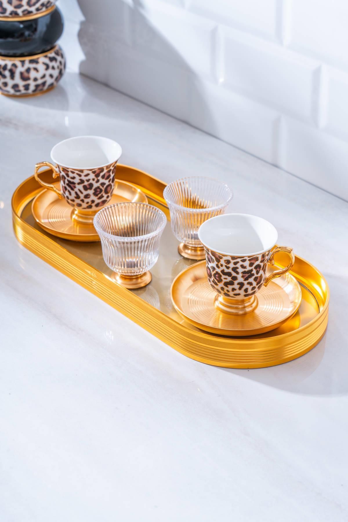 ACAR Ortigia 2 Kişilik Cam Tepsili Kahve Fincanı Takımı - 90 ml