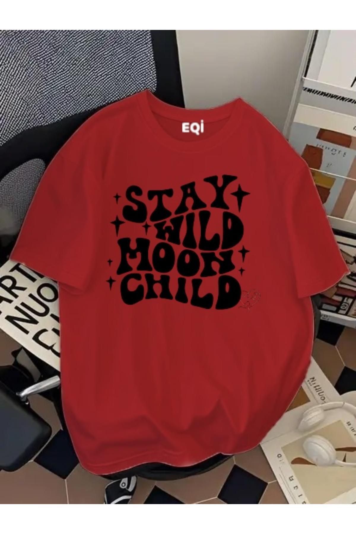 EQİ Stay Wild Moon Child Baskılı Oversize T-Shirt