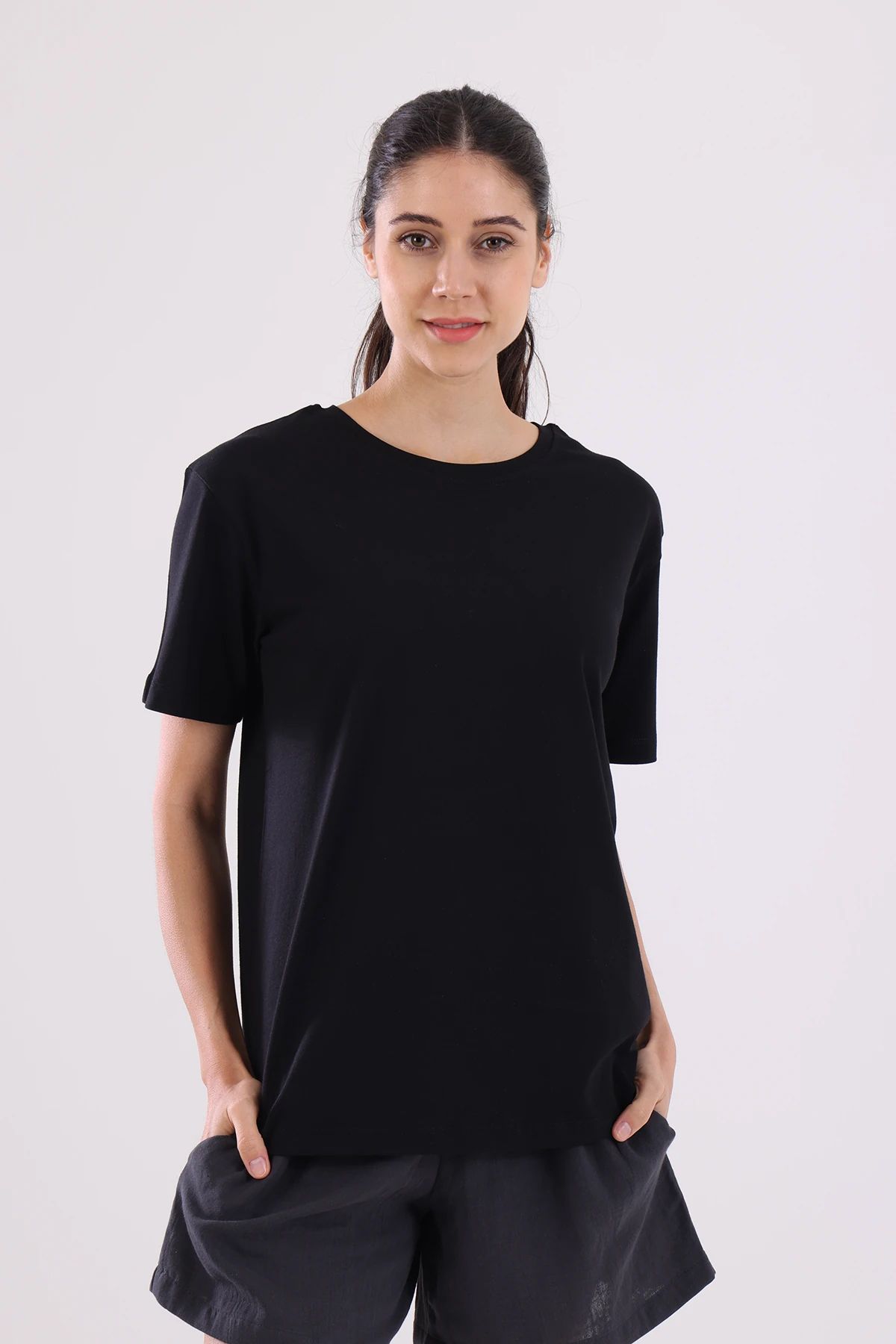 Fambur %100 Pamuklu Bisiklet Yaka Basic Tişört Regular Fit / Normal Kesim