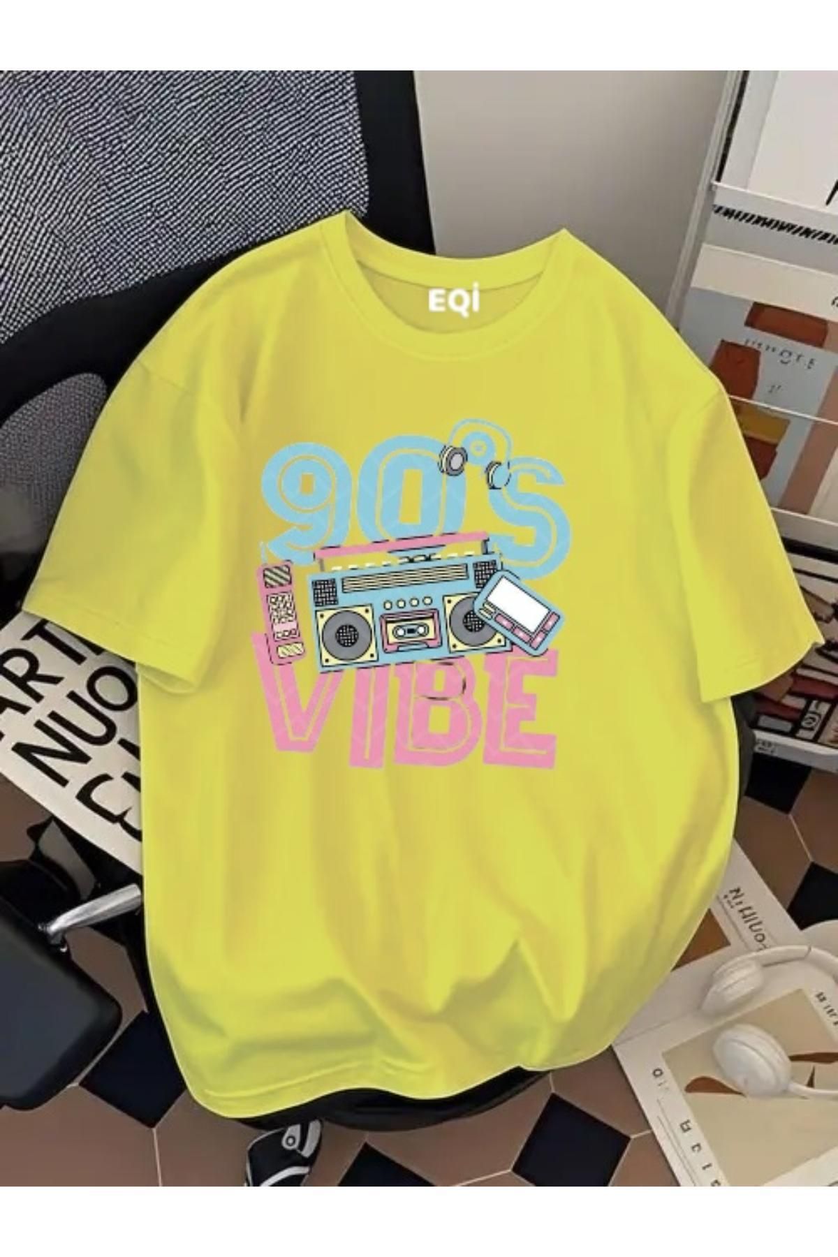 EQİ 90's Vibe Baskılı Oversize T-Shirt