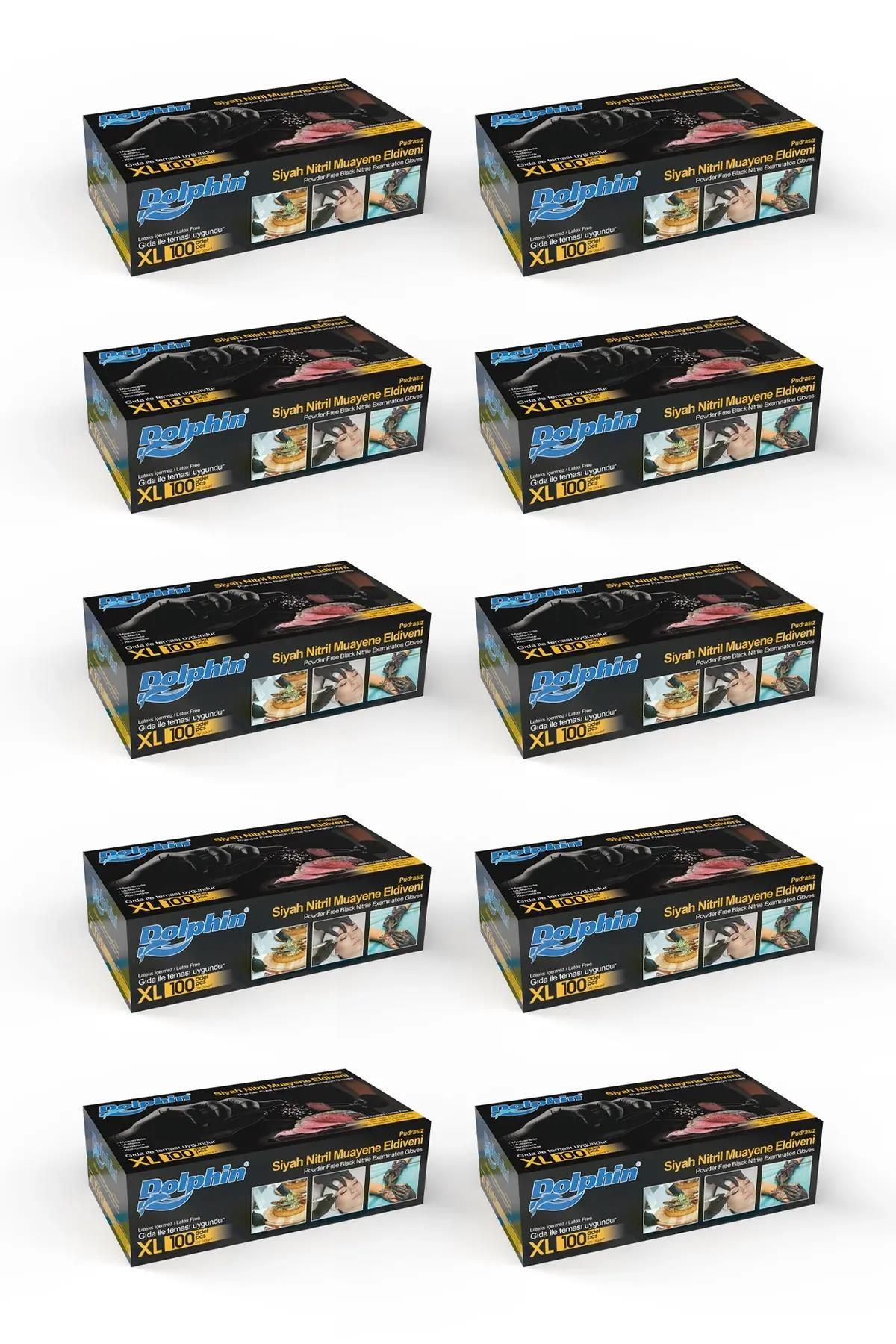 alsepeteavm Dolphin Siyah Çok Amaçlı Nitril Muayene Eldiveni Xl Beden | 10 Paket - Mdr