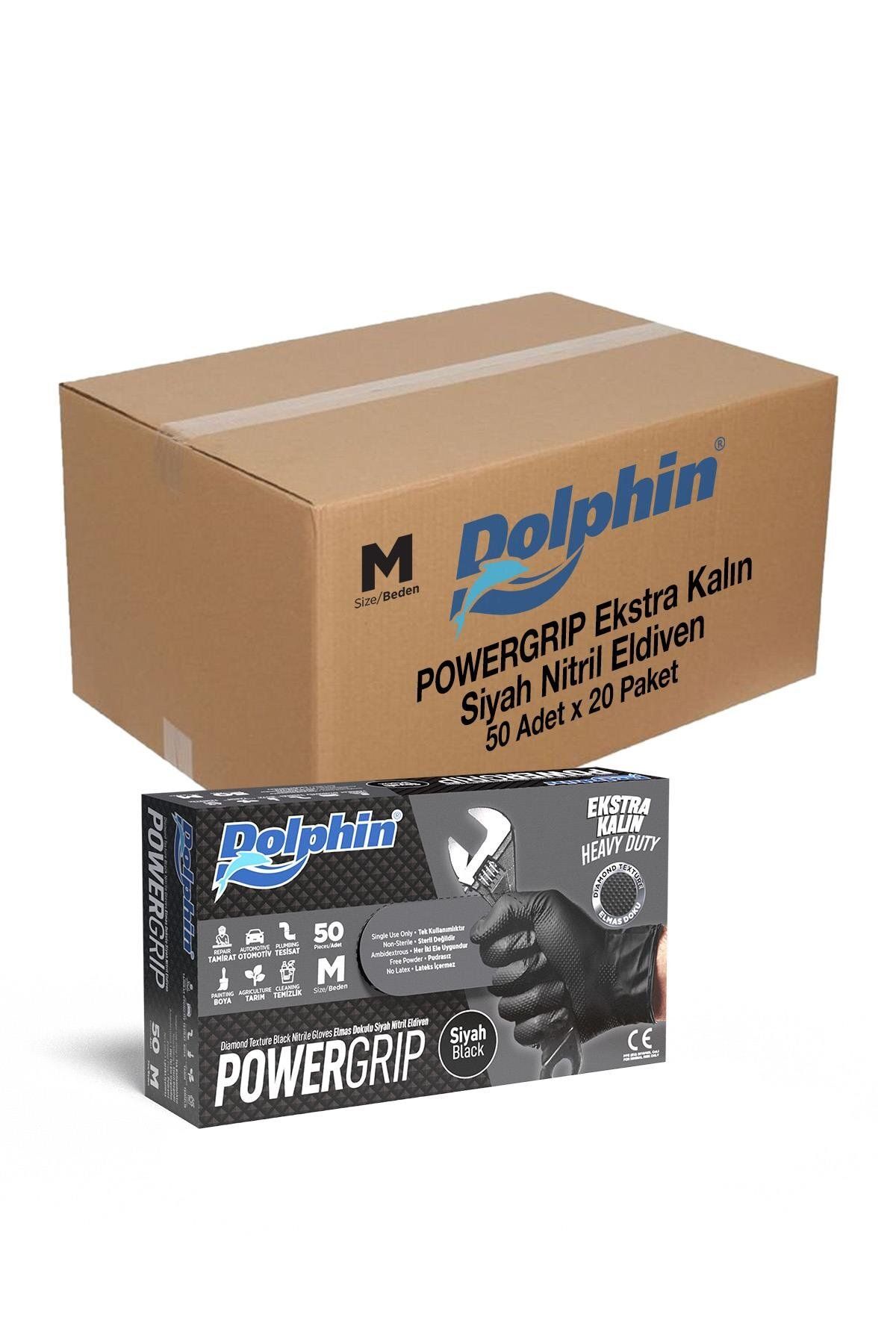 alsepeteavm Dolphin Powergrip Ekstra Kalın Turuncu Nitril Eldiven Elmas Dokulu M 50 adet