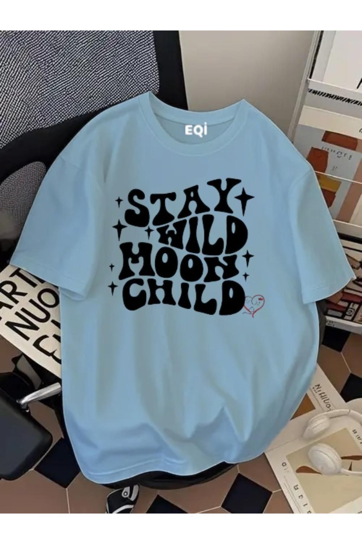 EQİ Stay Wild Moon Child Baskılı Oversize T-Shirt
