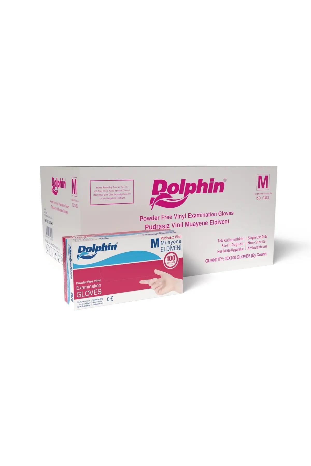 alsepeteavm Dolphin Beyaz Vinil Eldiveni Pudrasız M 100 Adet X 20 Paket - Koli