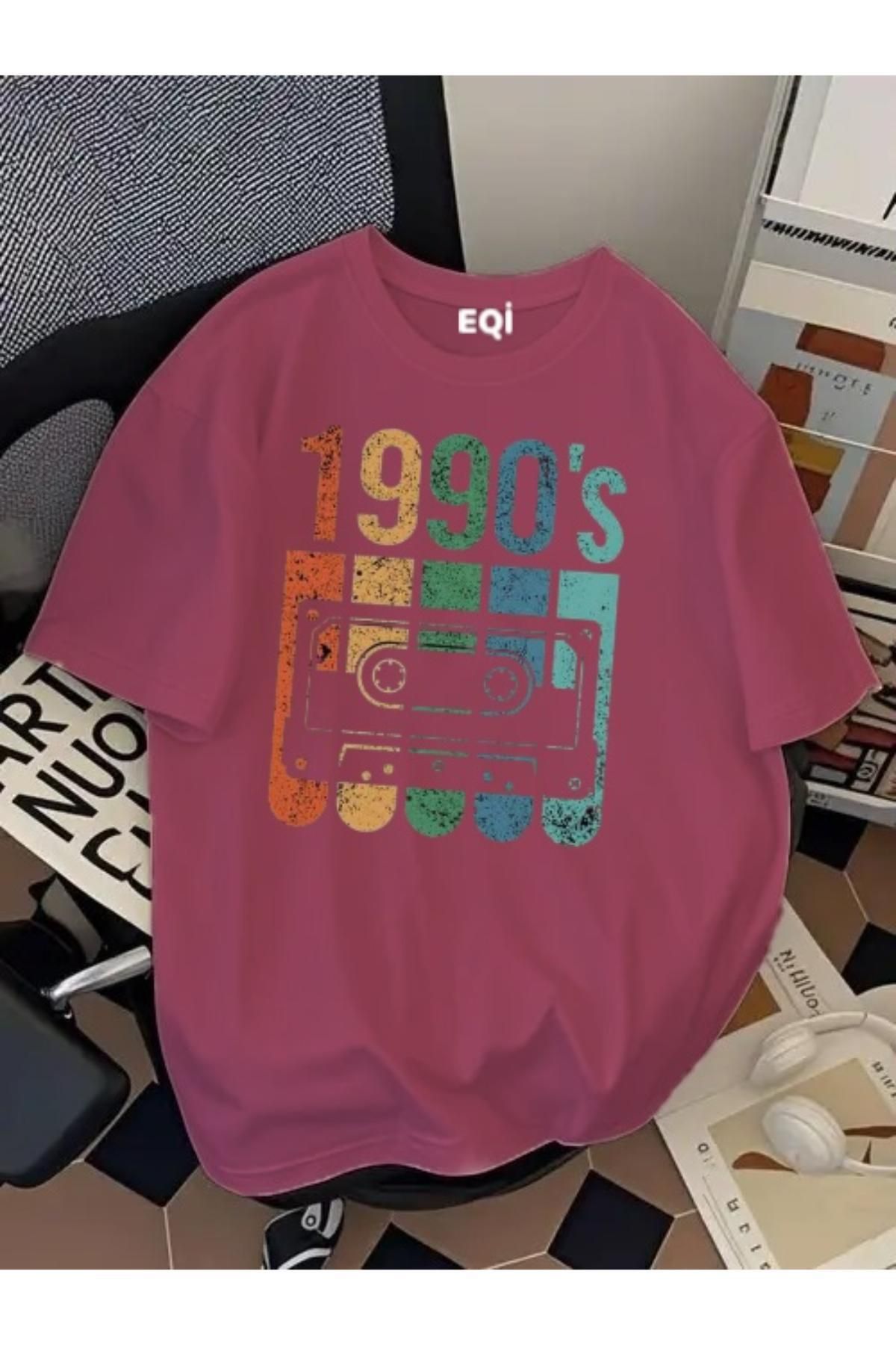 EQİ 1990's Kaset Baskılı Oversize T-Shirt