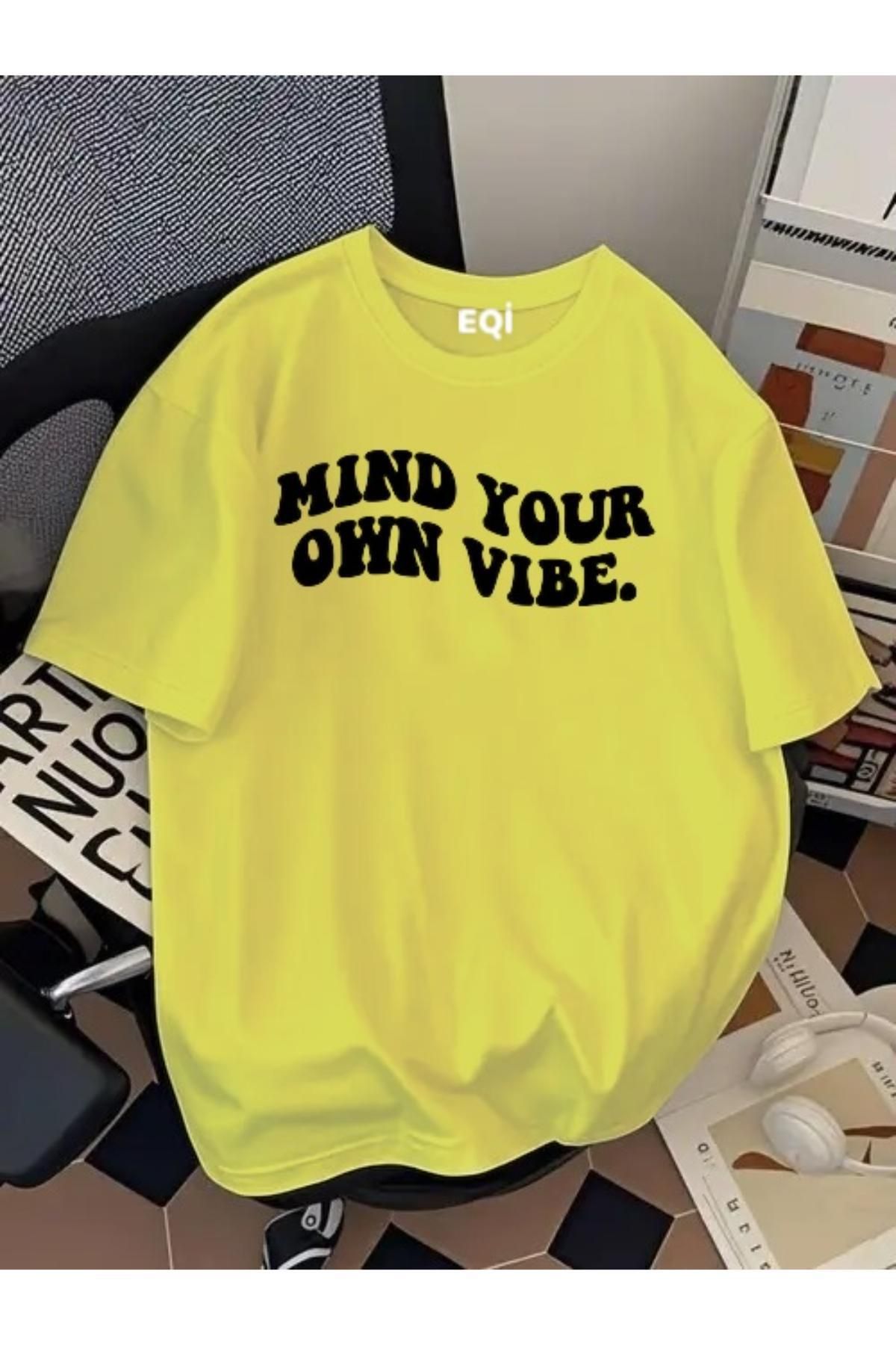 EQİ Mind Your Own Vibe Baskılı Oversize T-Shirt