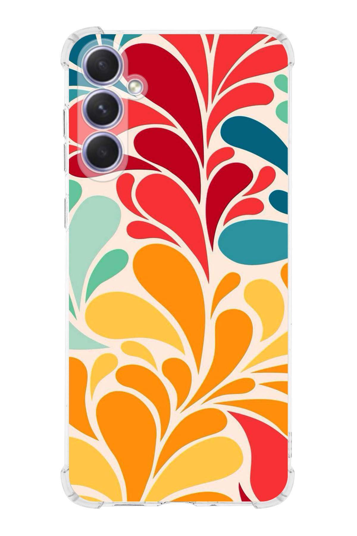 Samsung Galaxy M35 ile Uyumlu Retro Color 5 Baskılı Şeffaf Köşe Korumalı Antişok Kılıf