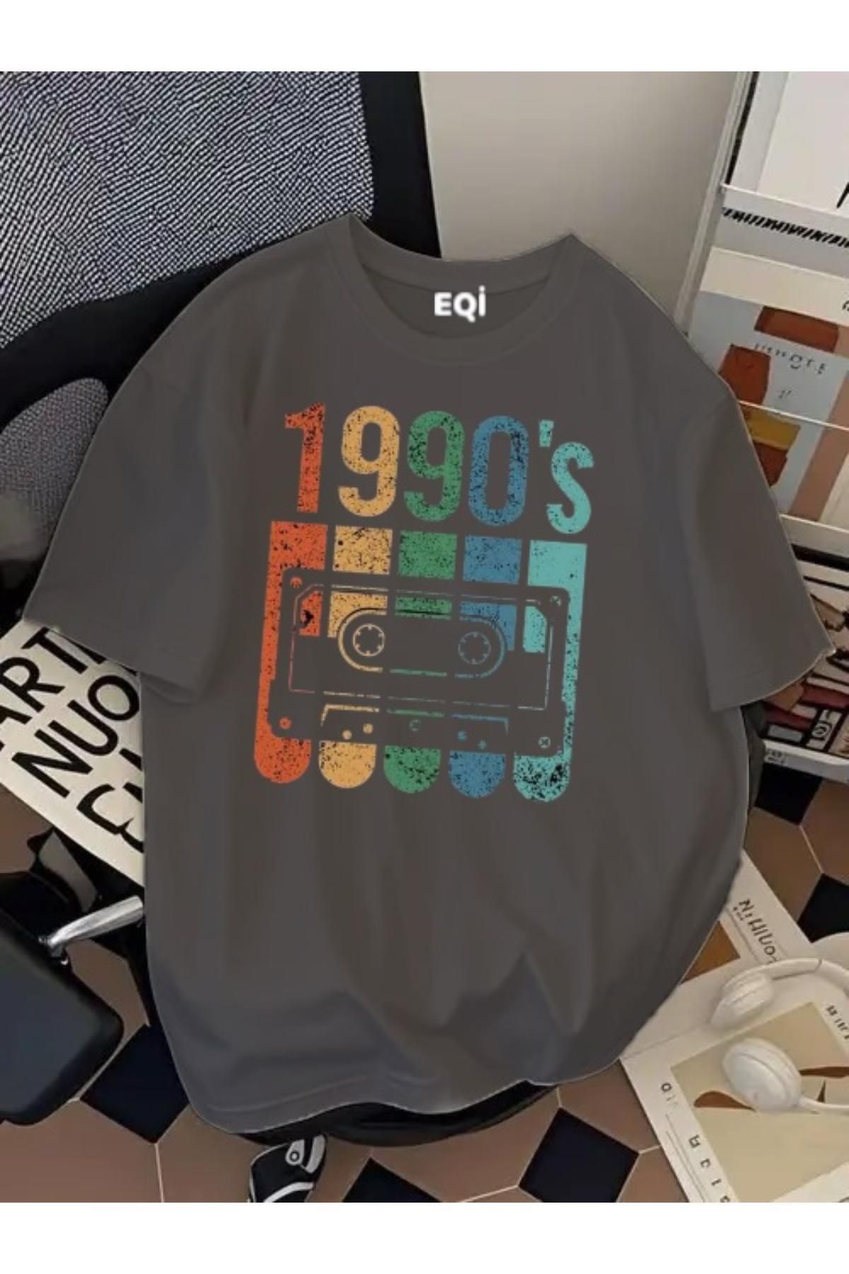 EQİ 1990's Kaset Baskılı Oversize T-Shirt