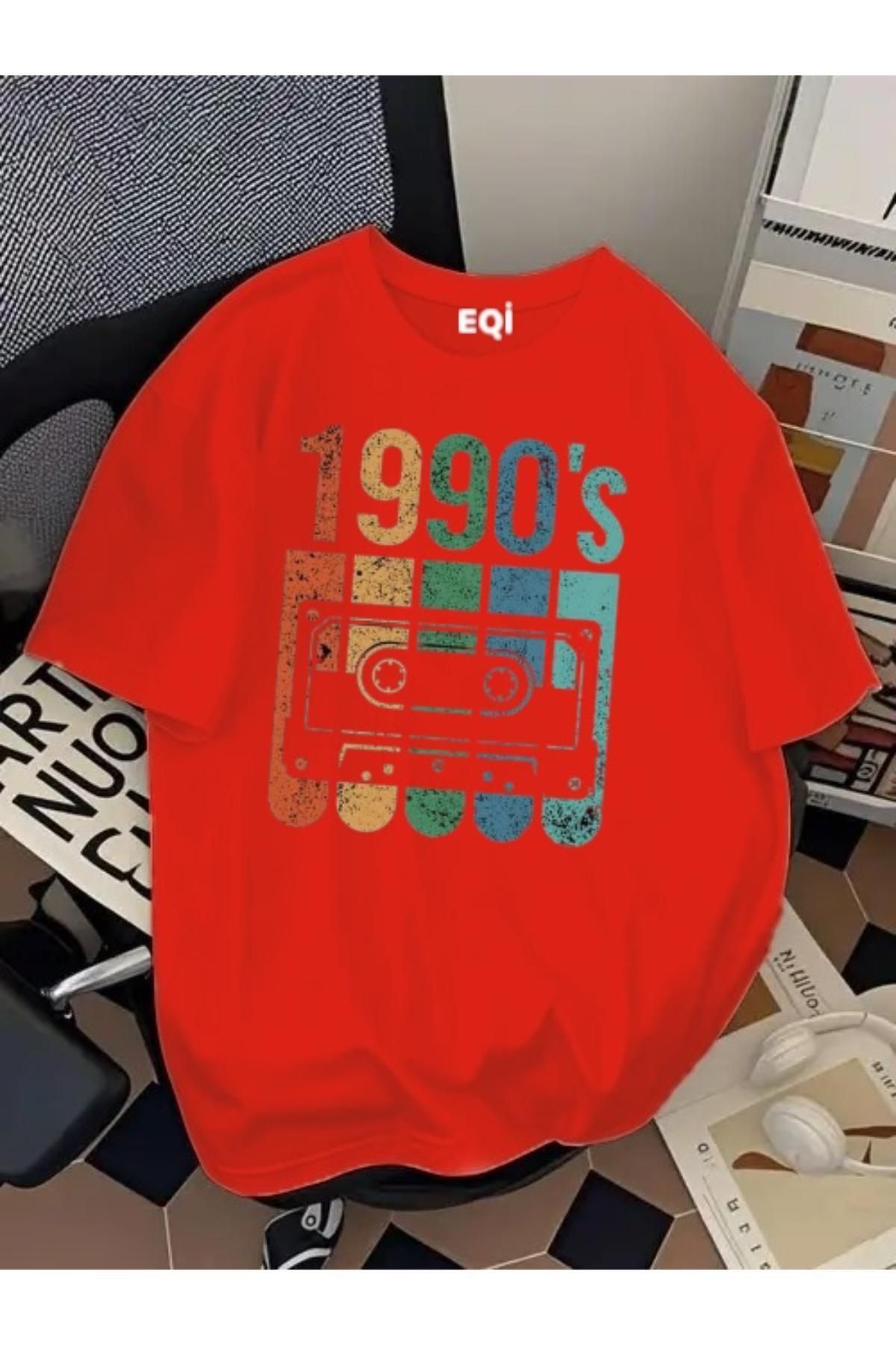 EQİ 1990's Kaset Baskılı Oversize T-Shirt