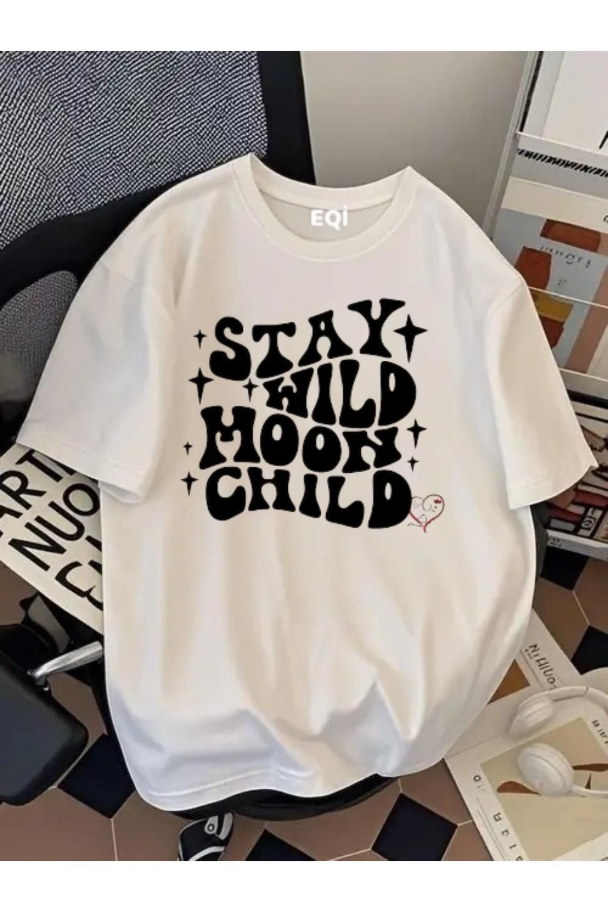 EQİ Stay Wild Moon Child Baskılı Oversize T-Shirt