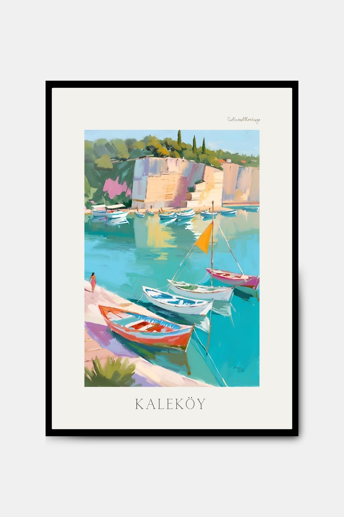 PİTAYA Kaleköy Antalya Poster - Çerçevesiz Tasarım Doğa Poster Yağlı Boya Antalya Tablosu Duvar Dekorasyonu